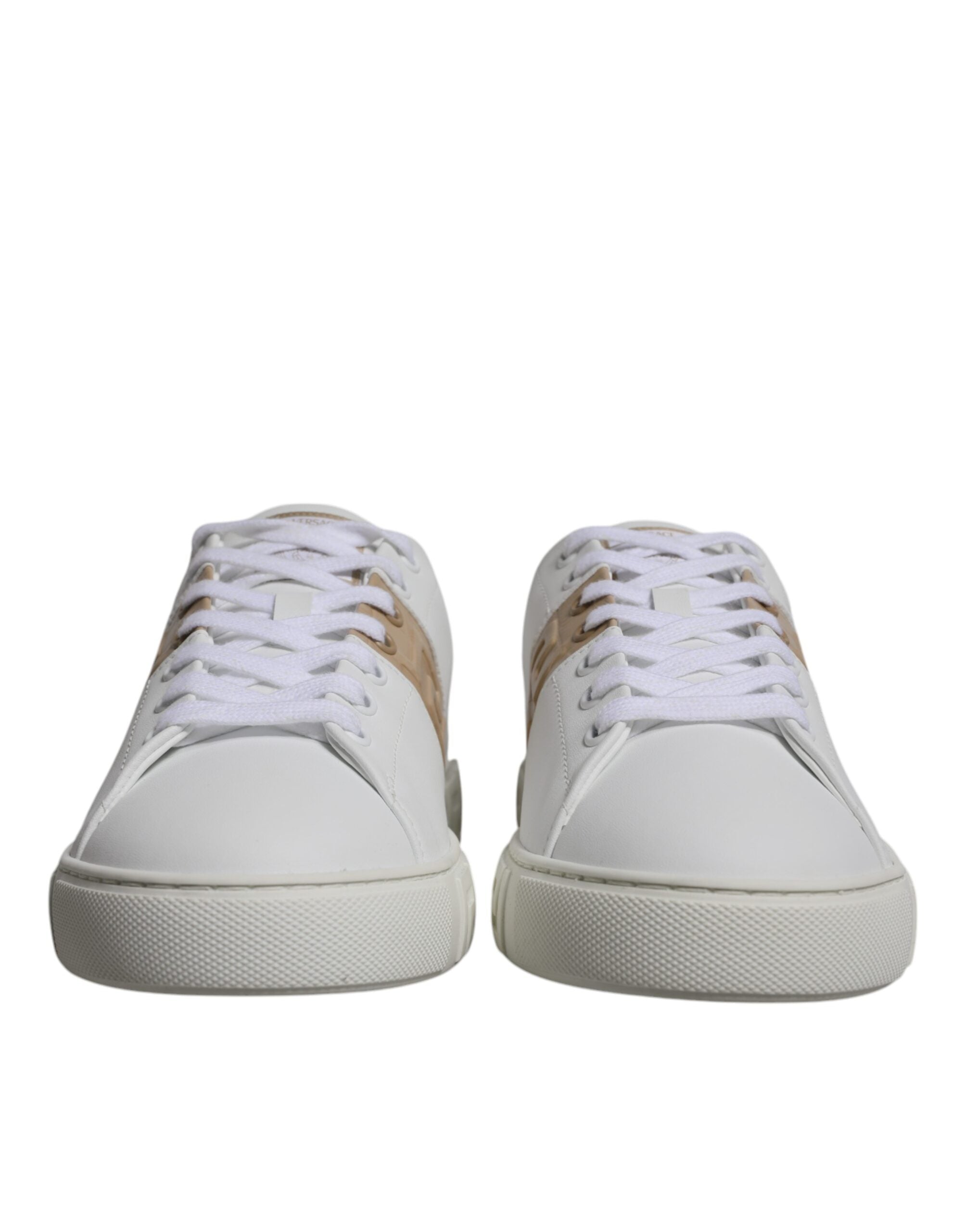 Versace White Brown Greca Print TPU Low Top Men Sneakers Shoes - Luxe Nova