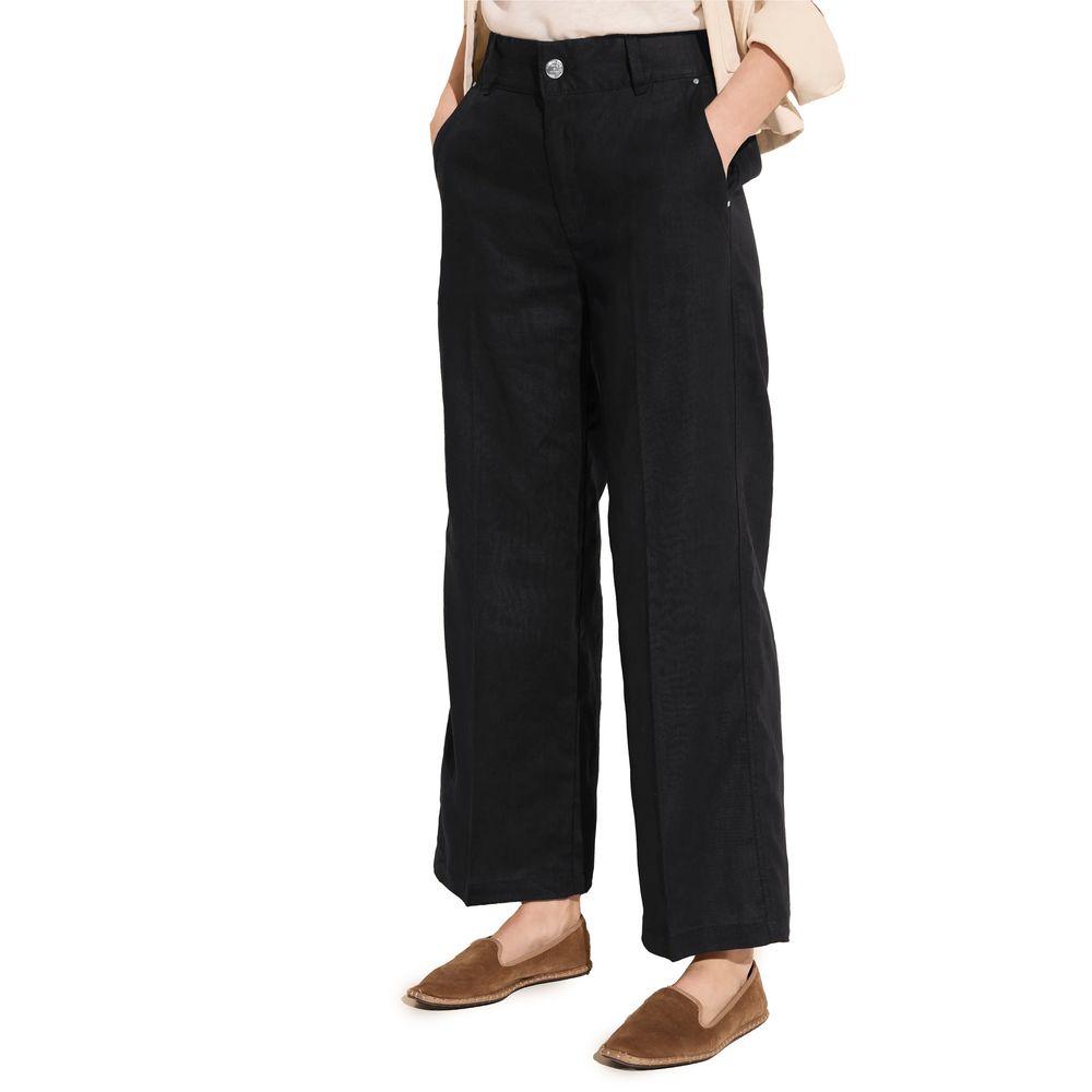 Street One Black Linen Casual Pants - Luxe Nova