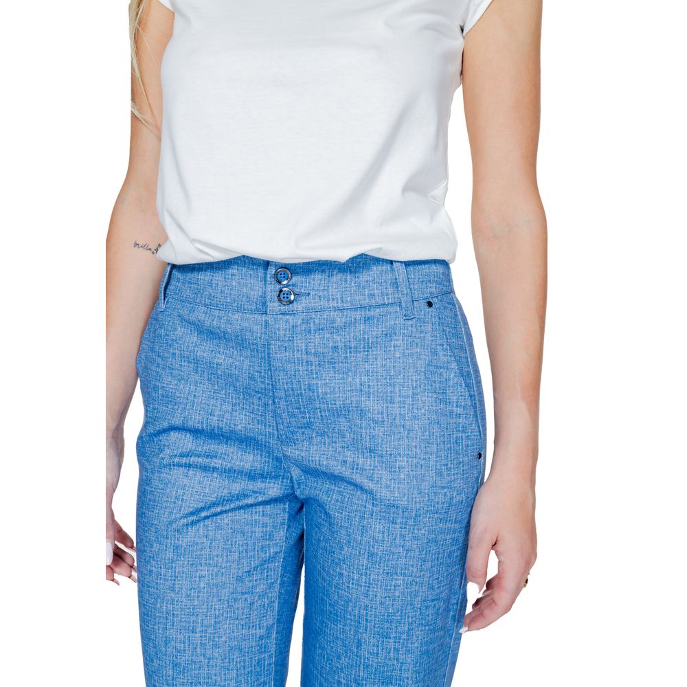 Street One Blue Polyester Casual Pants - Luxe Nova