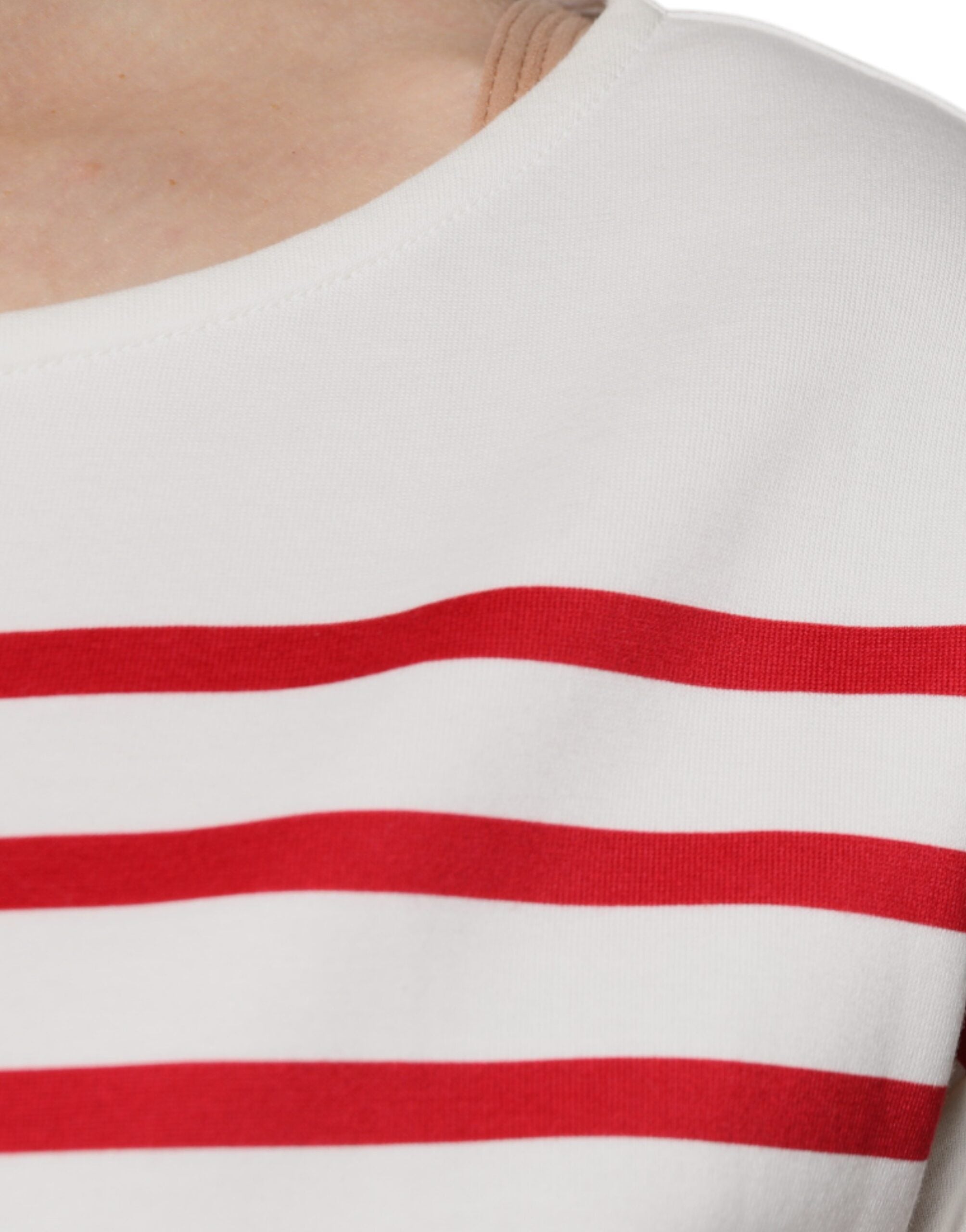 Dolce & Gabbana White Red Stripes Cotton Long Sleeves Top - Luxe Nova