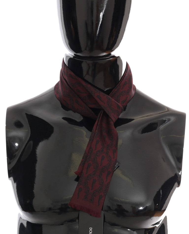 Dolce & Gabbana Bordeaux Silk Crown Chili Scarf - Luxe Nova