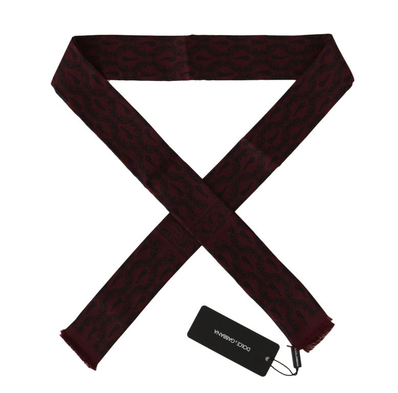 Dolce & Gabbana Bordeaux Silk Crown Chili Scarf - Luxe Nova