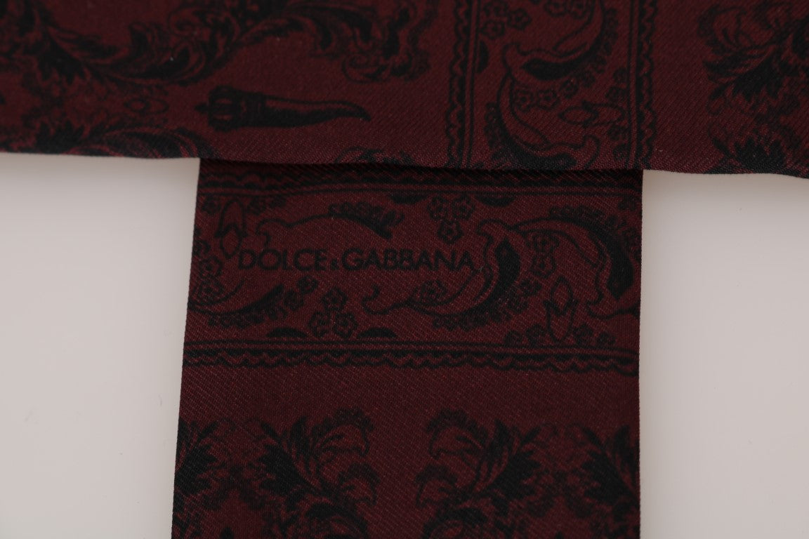 Dolce & Gabbana Bordeaux Silk Crown Chili Scarf - Luxe Nova