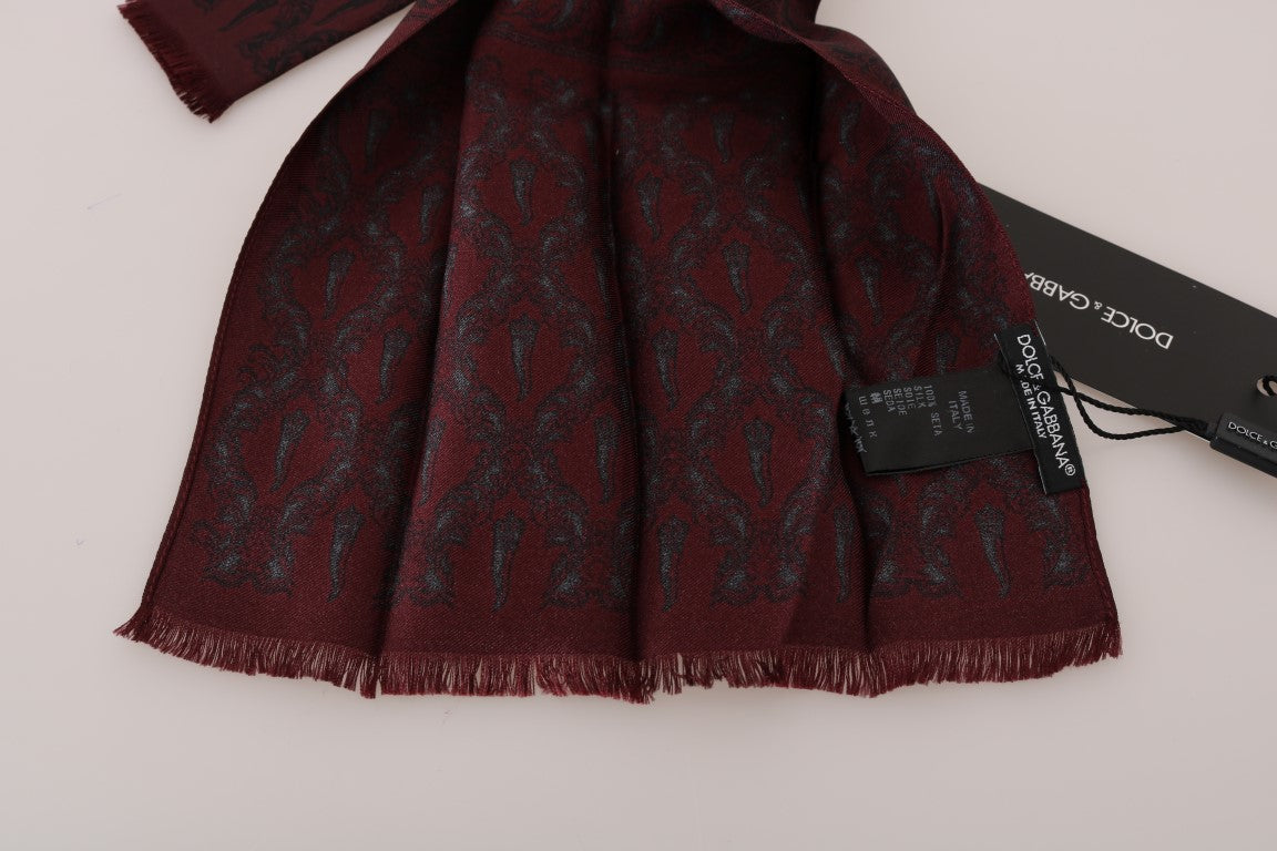 Dolce & Gabbana Bordeaux Silk Crown Chili Scarf - Luxe Nova