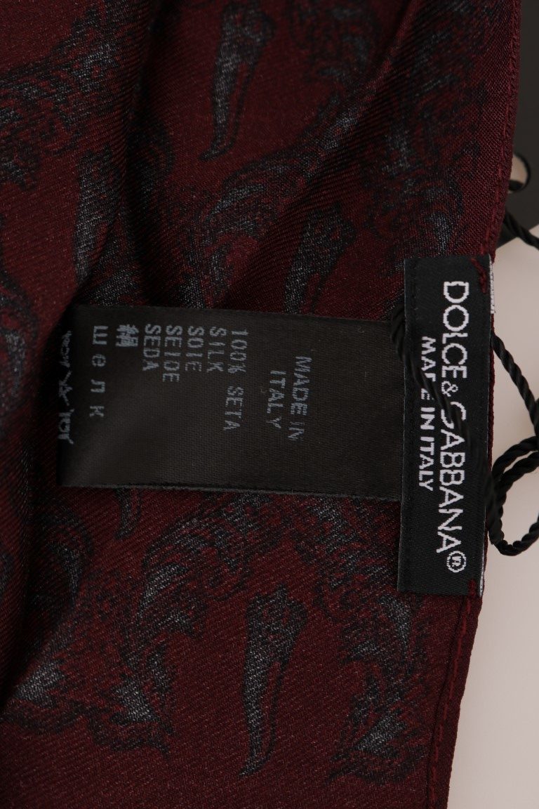 Dolce & Gabbana Bordeaux Silk Crown Chili Scarf - Luxe Nova