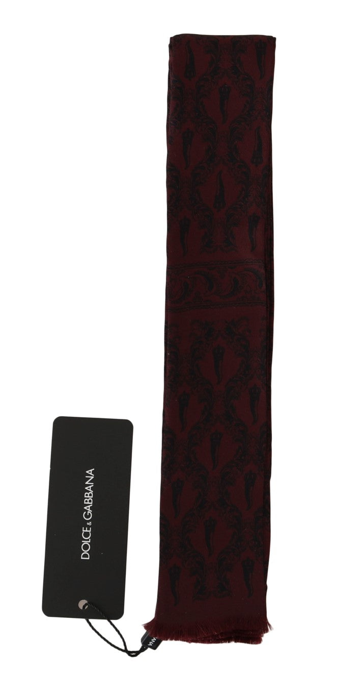 Dolce & Gabbana Bordeaux Silk Crown Chili Scarf - Luxe Nova