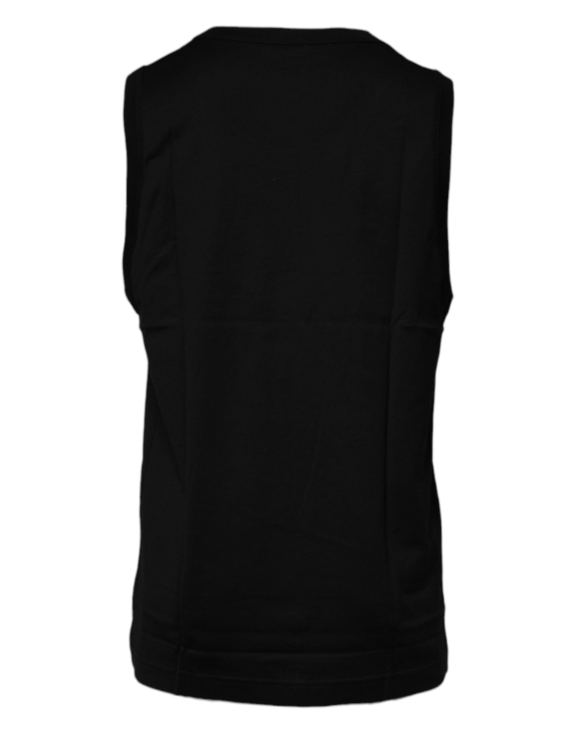 Dolce & Gabbana Black Cotton Round Neck Sleeveless T-shirt - Luxe Nova
