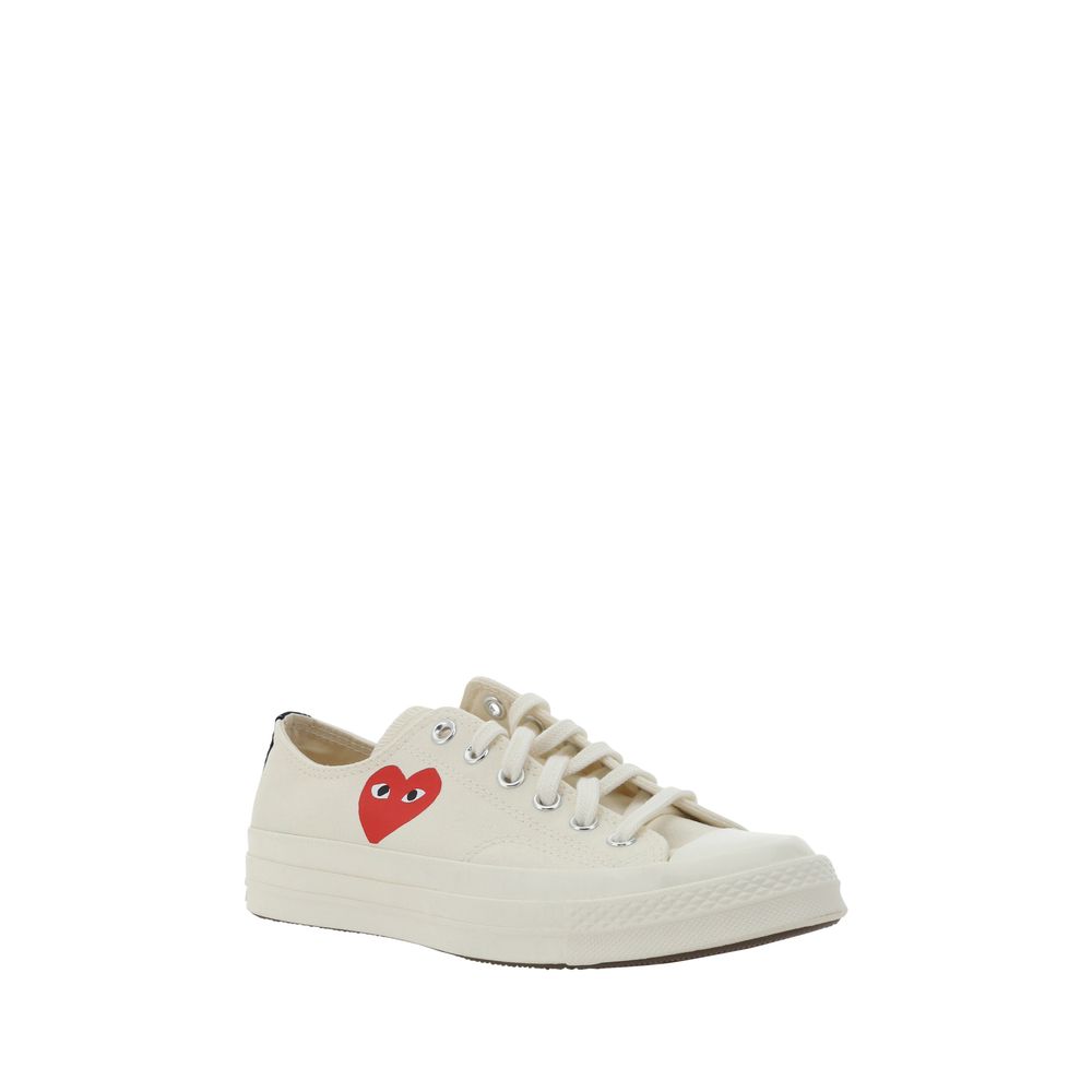 Comme Des Garçons Play x Converse White Cotton Low Top Sneakers - Luxe Nova