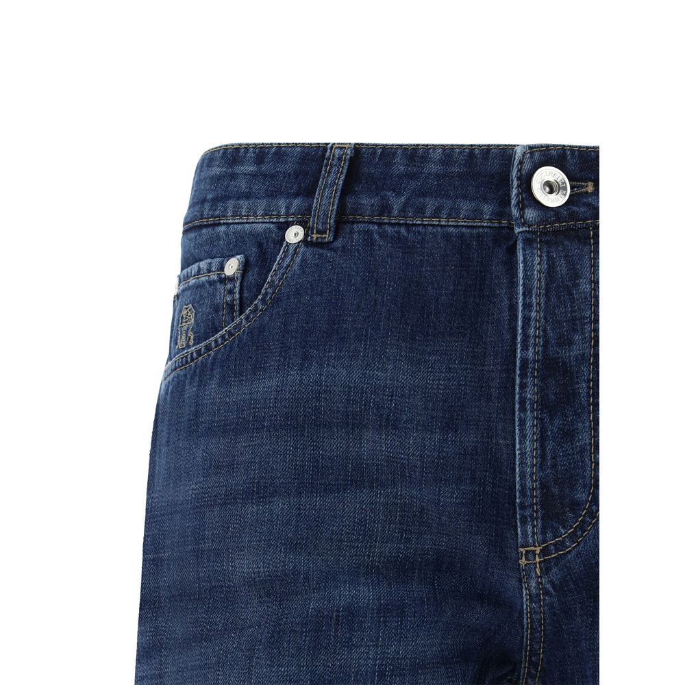 Brunello Cucinelli Blue Cotton Straight-Leg Jeans - Luxe Nova