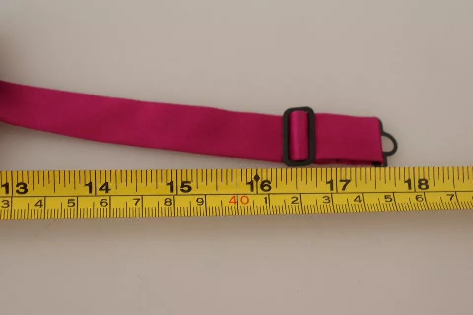 Dolce & Gabbana Pink 100% Silk Adjustable Neck Bow Tie Men