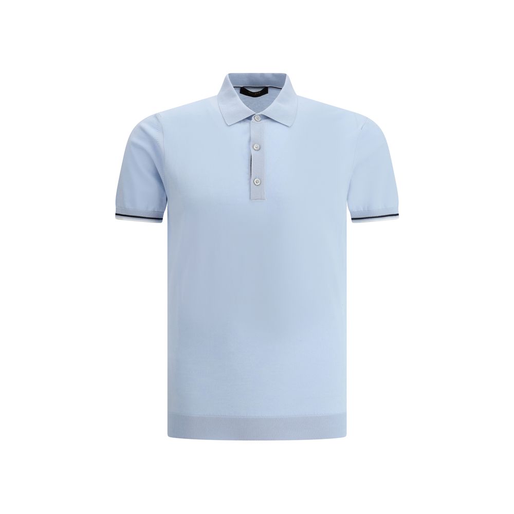 MooRER Blue Cotton Polo Shirt