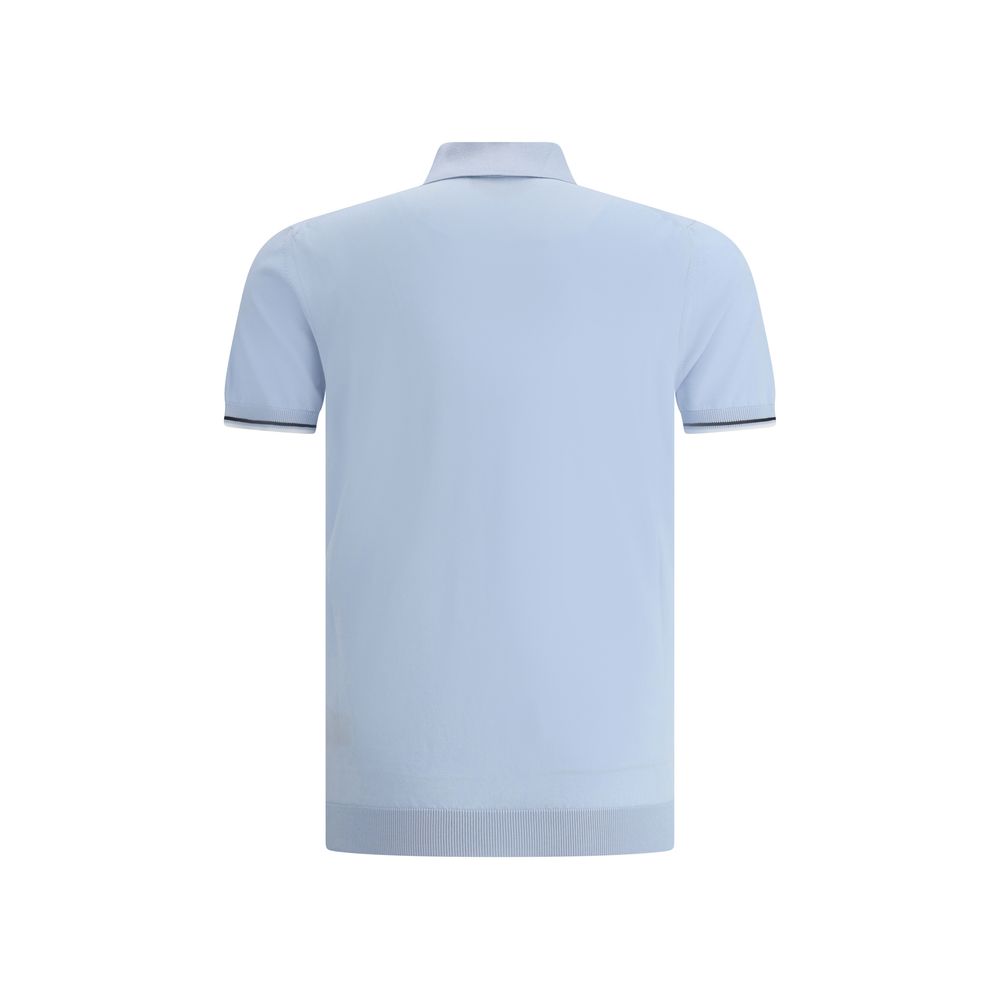 MooRER Blue Cotton Polo Shirt
