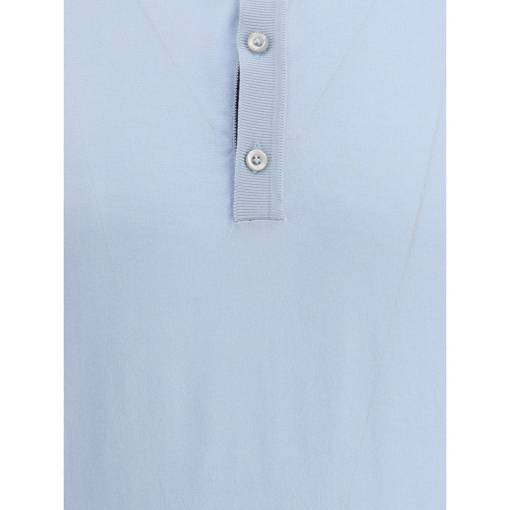 MooRER Blue Cotton Polo Shirt