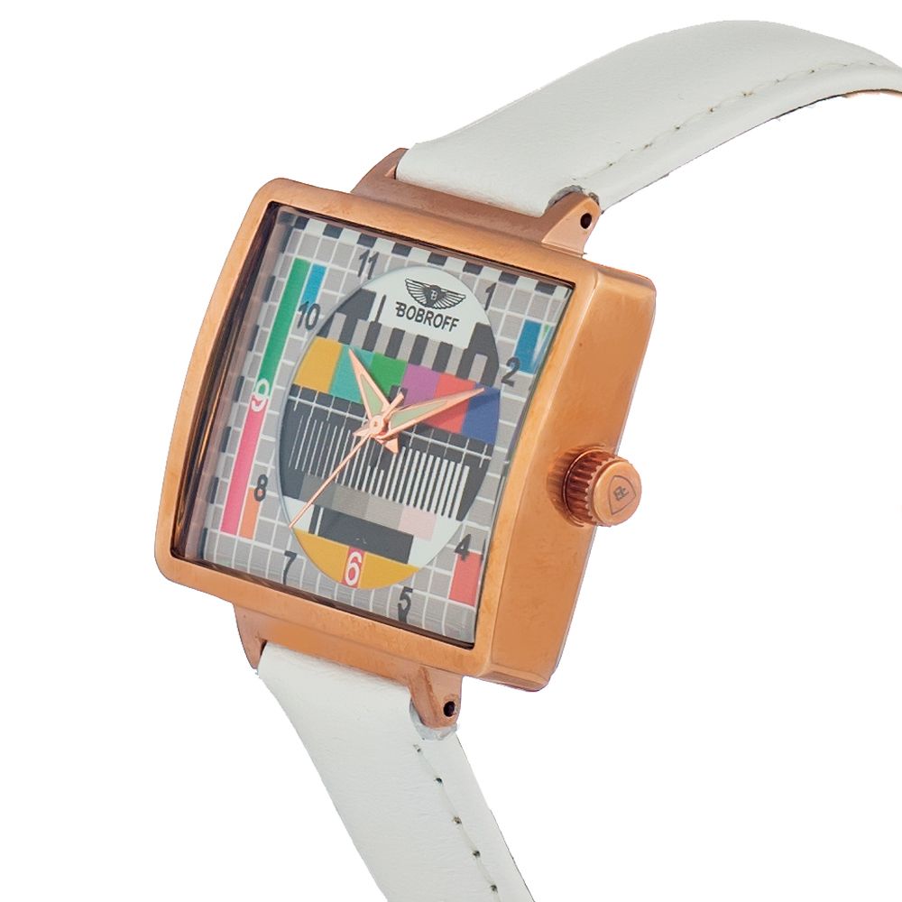 Bobroff White Leather Dress Watch