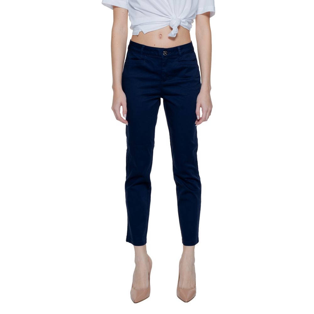 Street One Blue Cotton Casual Pants - Luxe Nova