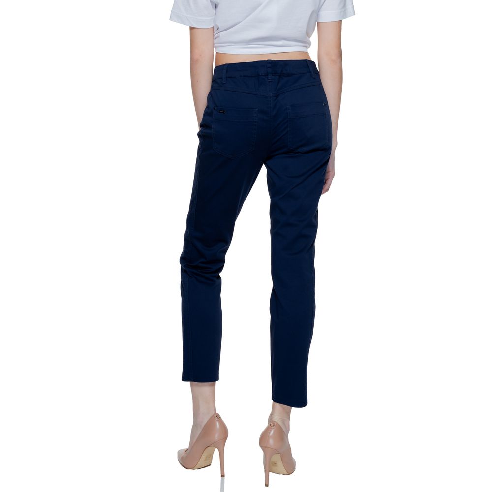 Street One Blue Cotton Casual Pants - Luxe Nova