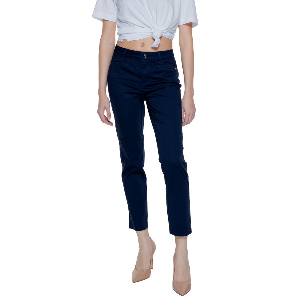 Street One Blue Cotton Casual Pants - Luxe Nova