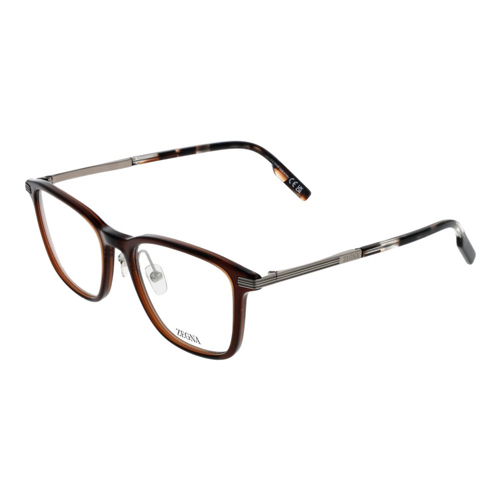 Ermenegildo Zegna Brown Plastic & Titanium Glasses (Frames) - Luxe Nova