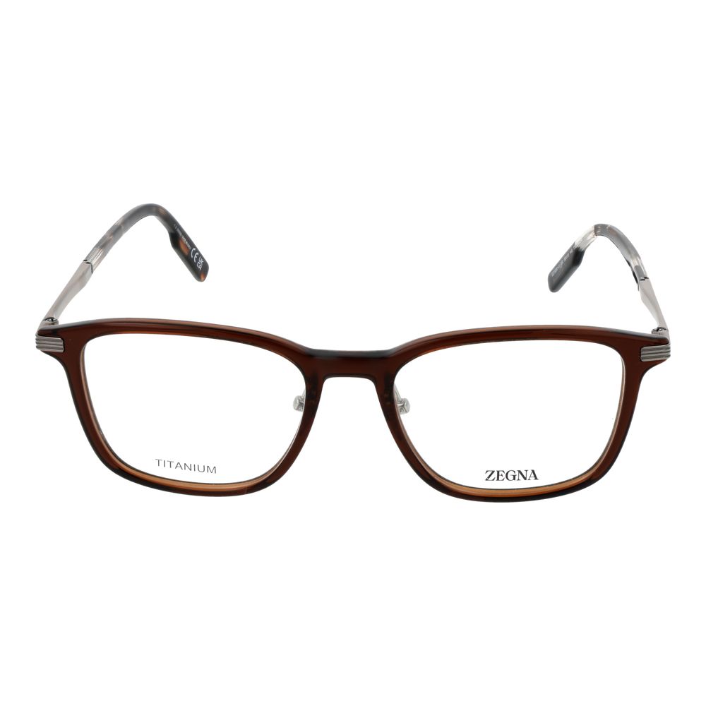 Ermenegildo Zegna Brown Plastic & Titanium Glasses (Frames) - Luxe Nova