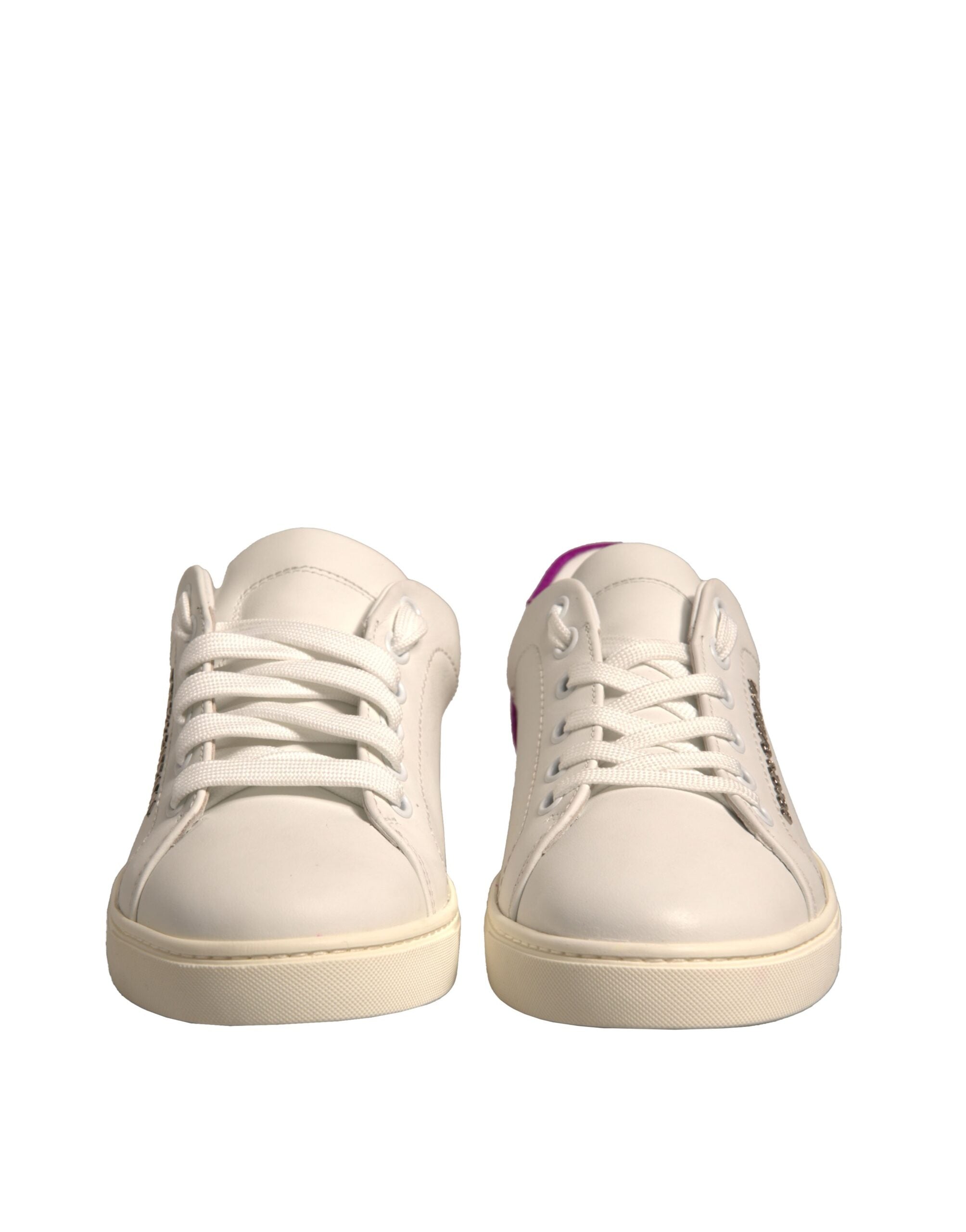 Dolce & Gabbana White Suede Leather Low Top Sneakers Shoes - Luxe Nova
