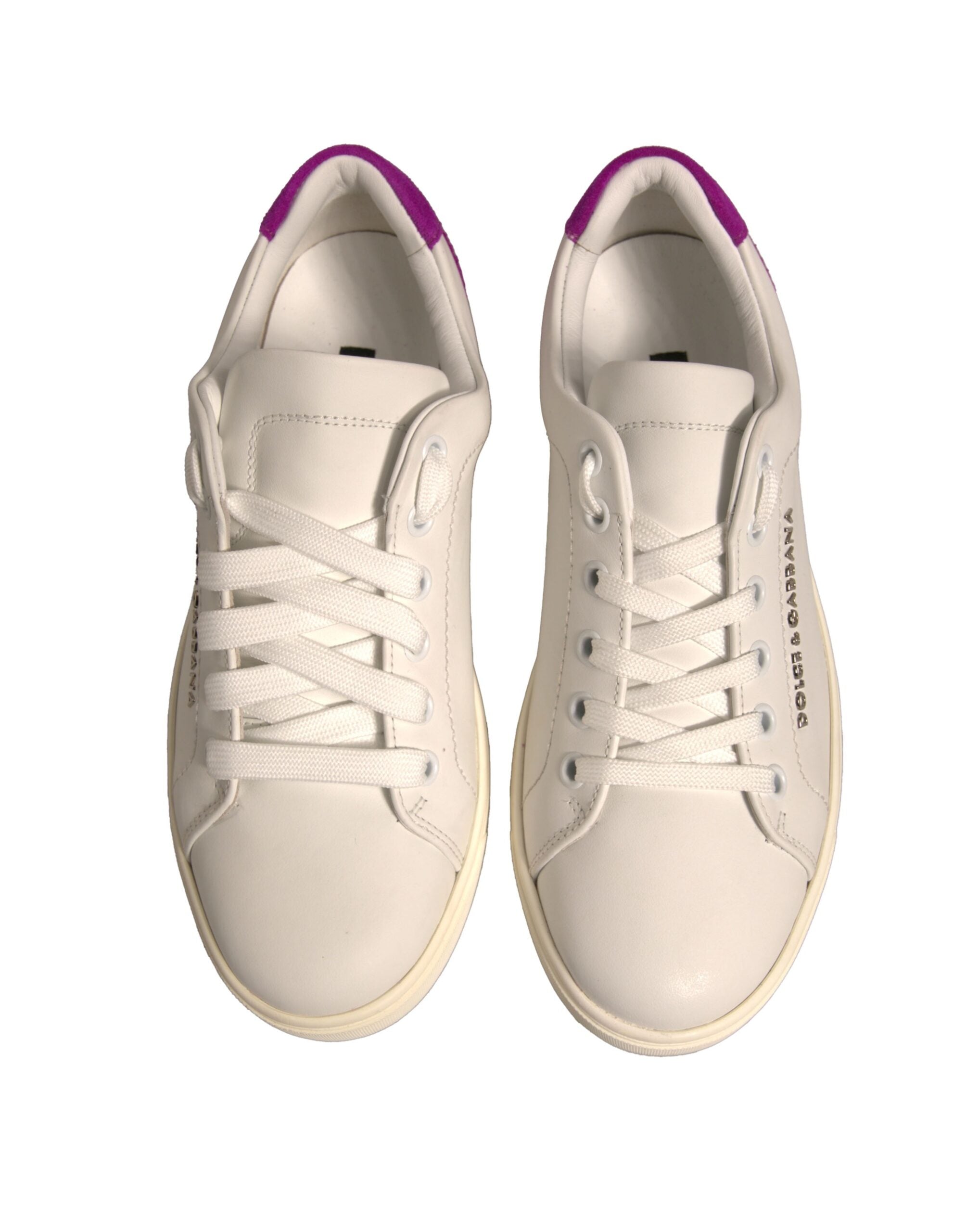 Dolce & Gabbana White Suede Leather Low Top Sneakers Shoes - Luxe Nova
