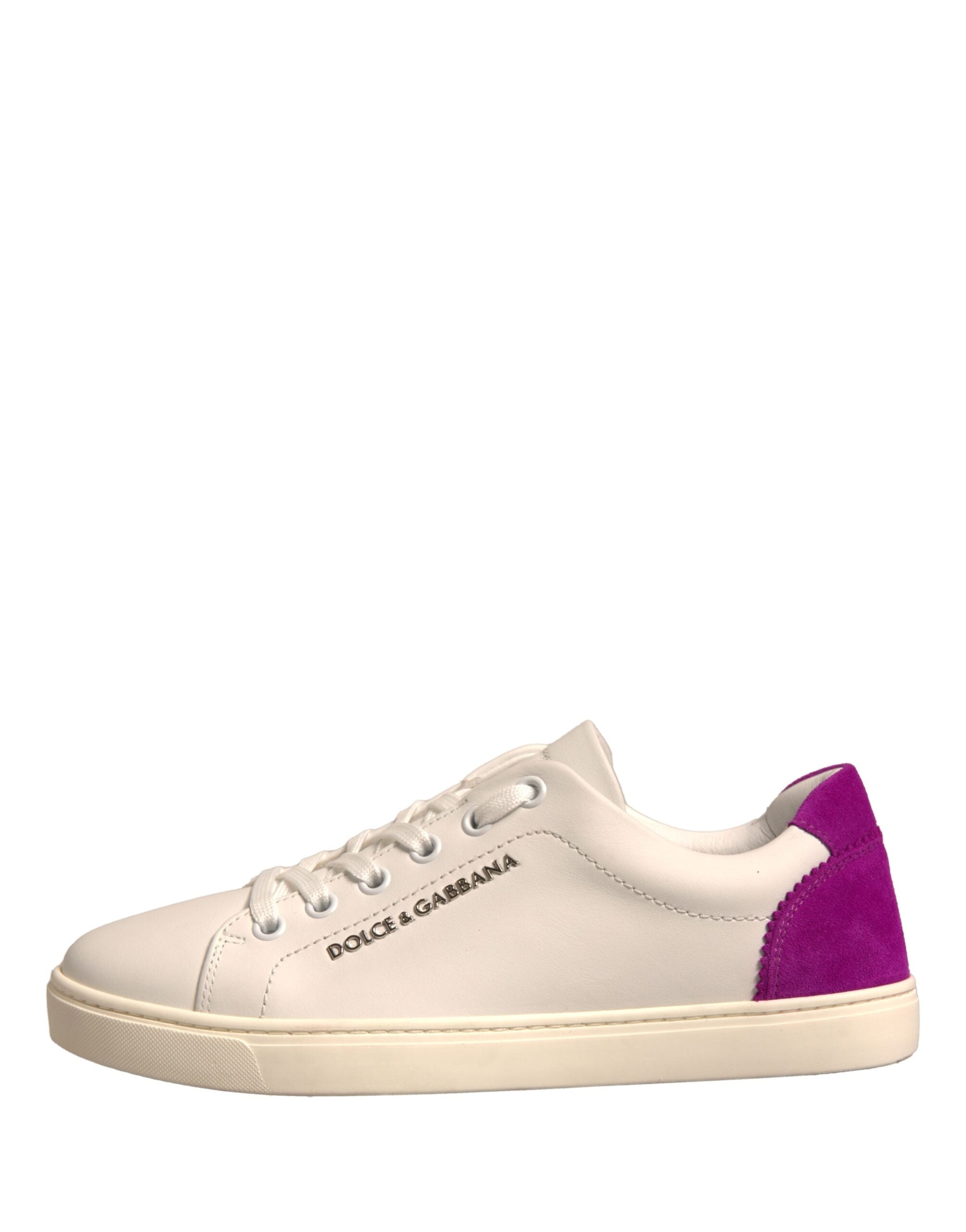 Dolce & Gabbana White Suede Leather Low Top Sneakers Shoes - Luxe Nova