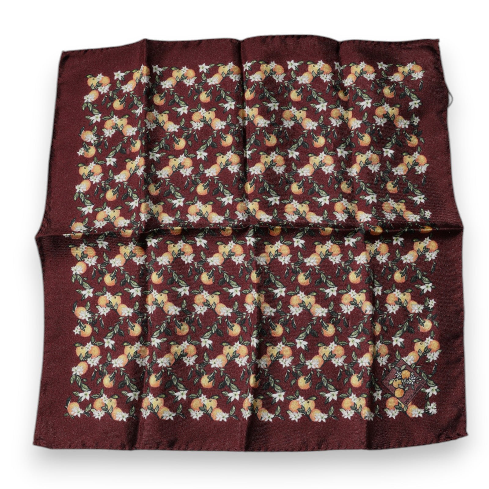 Dolce & Gabbana Maroon Oranges Silk Square Handkerchief Scarf - Luxe Nova