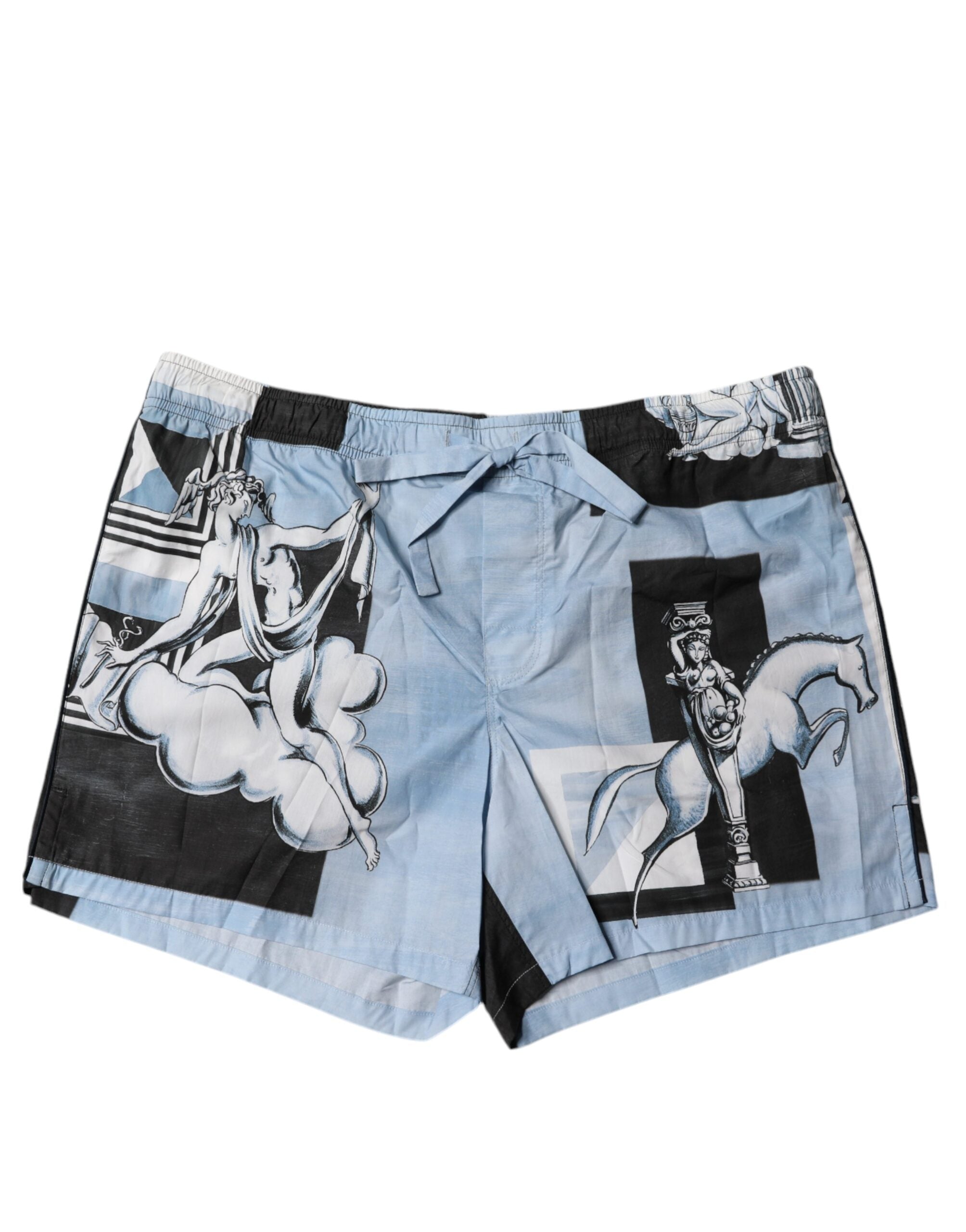 Dolce & Gabbana Blue Statue Print Cotton Mens Shorts - Luxe Nova
