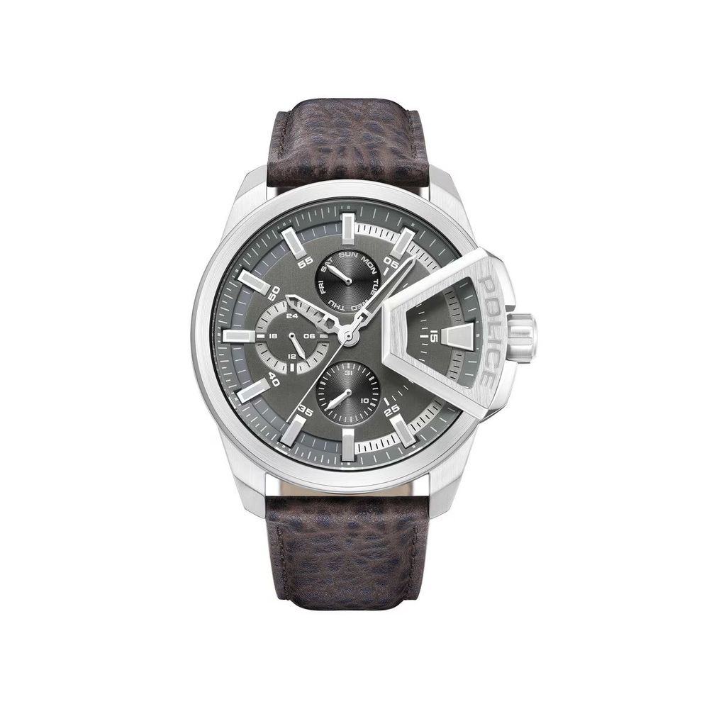Police Brown Leather Dress Watch