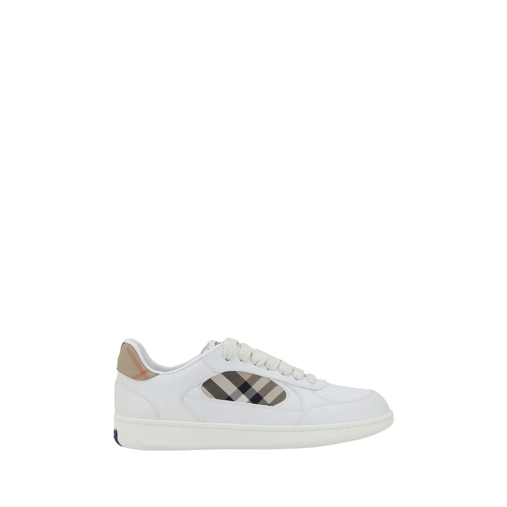 Burberry White Calf Leather Bos Taurus Low Top Sneakers - Luxe Nova