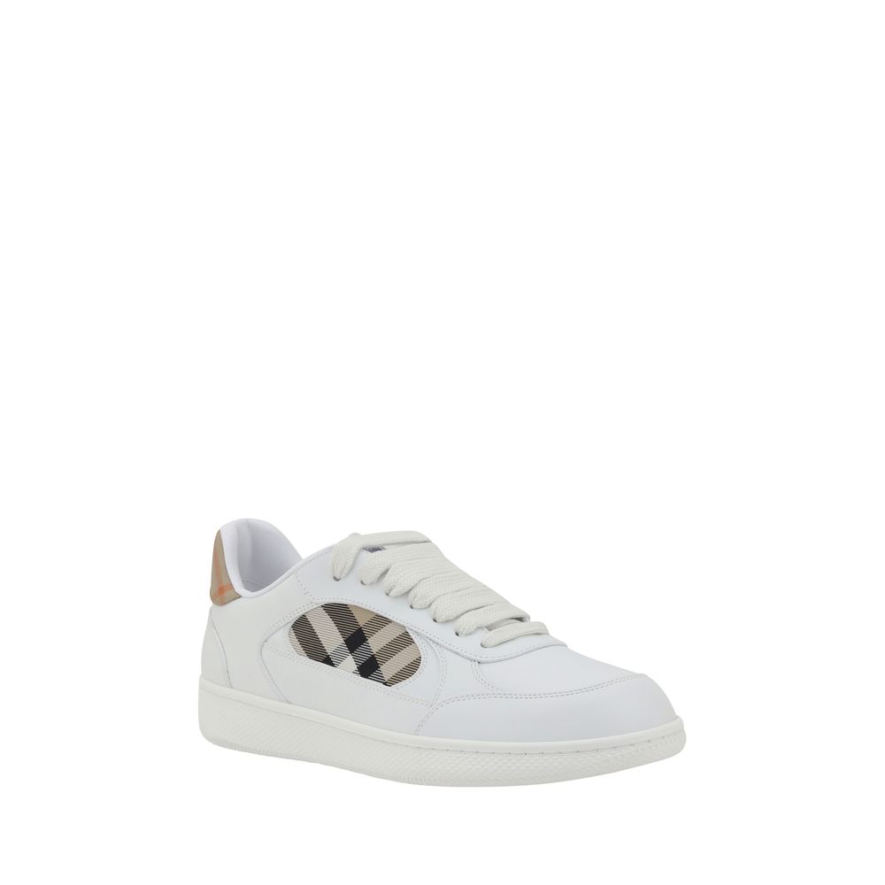 Burberry White Calf Leather Bos Taurus Low Top Sneakers - Luxe Nova