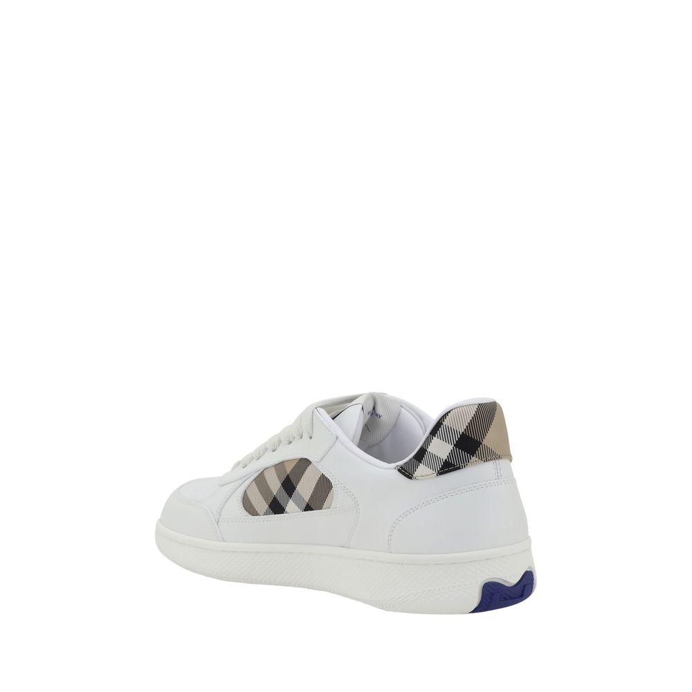 Burberry White Calf Leather Bos Taurus Low Top Sneakers - Luxe Nova