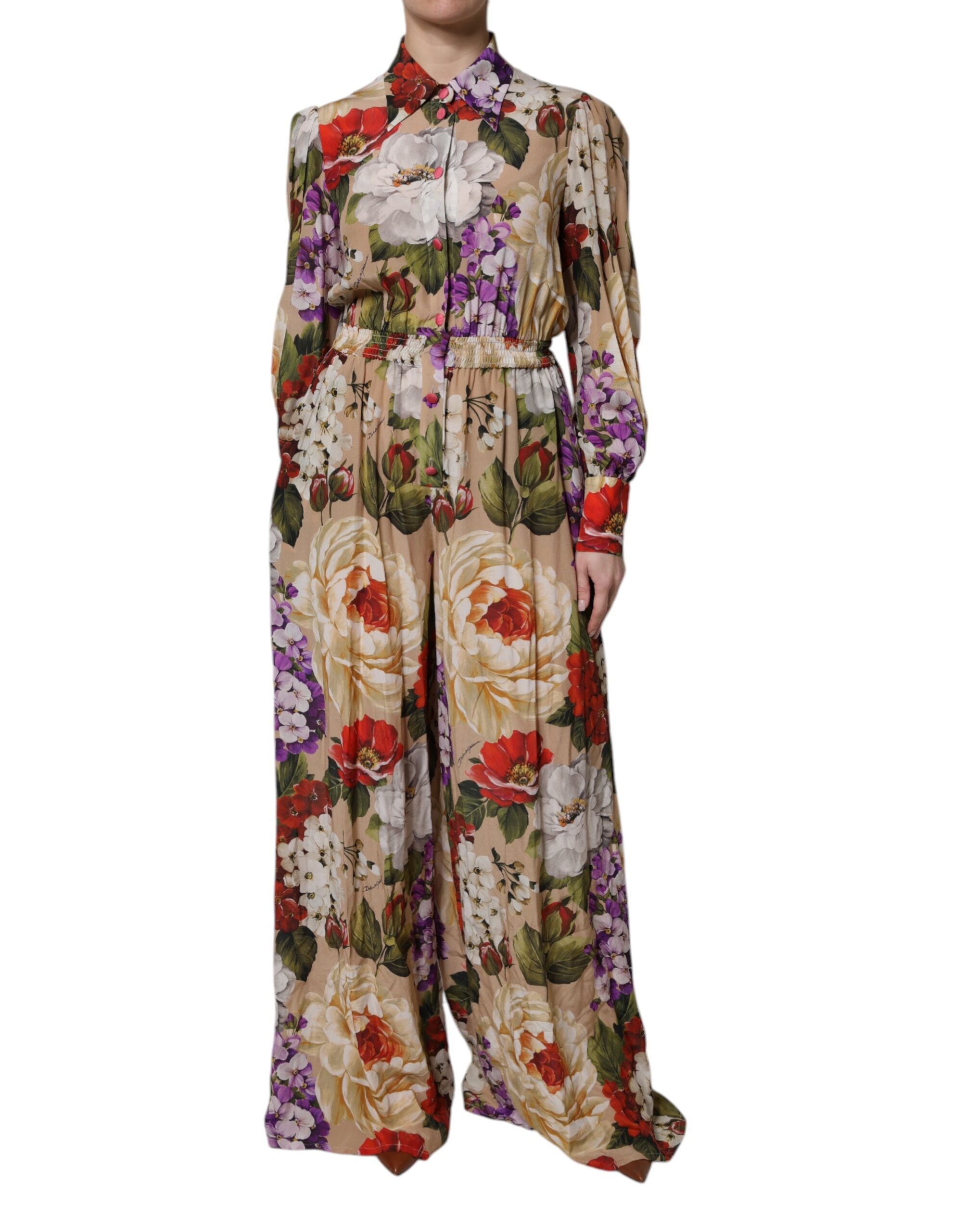 Dolce & Gabbana Multicolor Floral Wide Leg Jumpsuit Dress