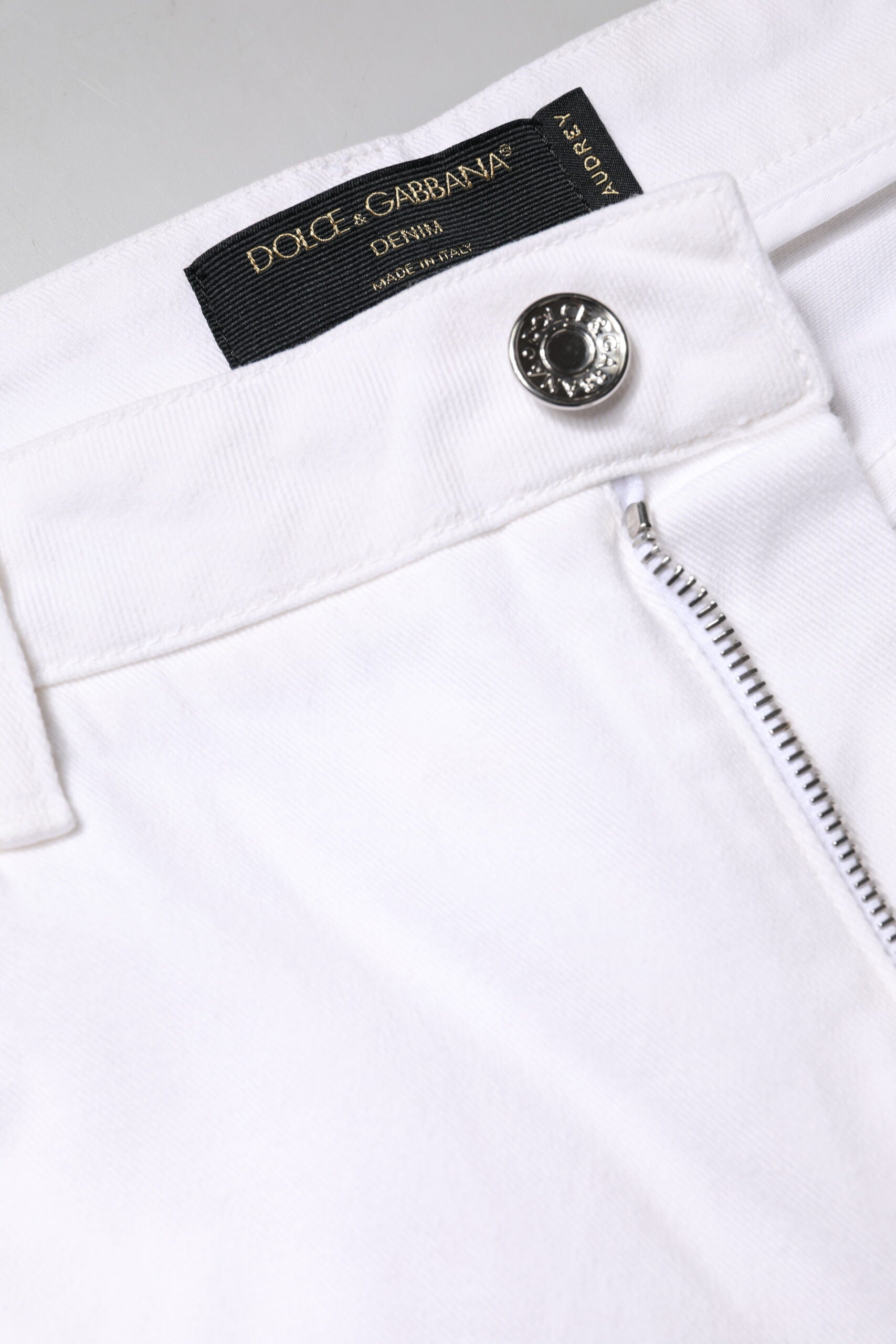 Dolce & Gabbana White Cotton Mid Waist Skinny Denim Jeans
