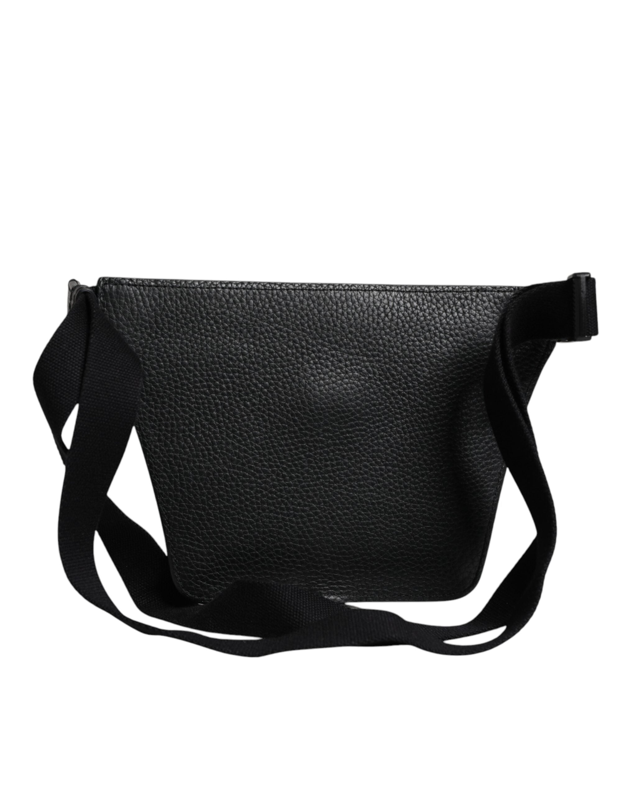 Dolce & Gabbana Black Calfskin Logo Plaque Belt Waist Men Fanny Pack Bag - Luxe Nova