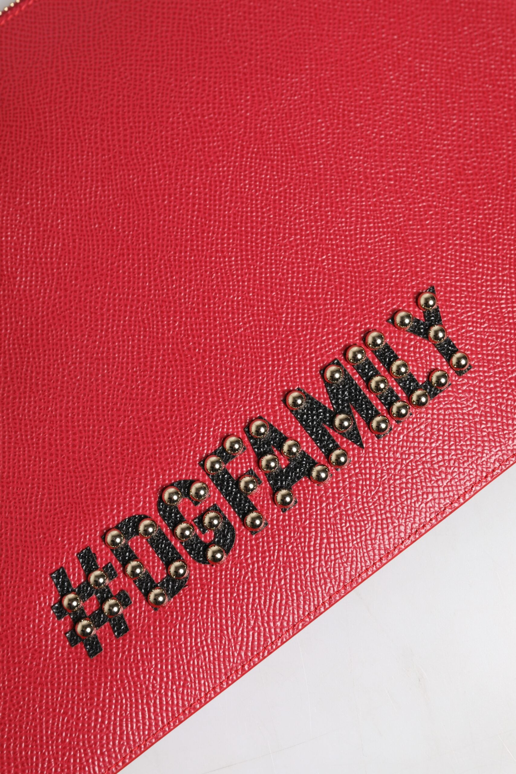 Dolce & Gabbana Red #DGFamily Embellished Leather Clutch Bag - Luxe Nova