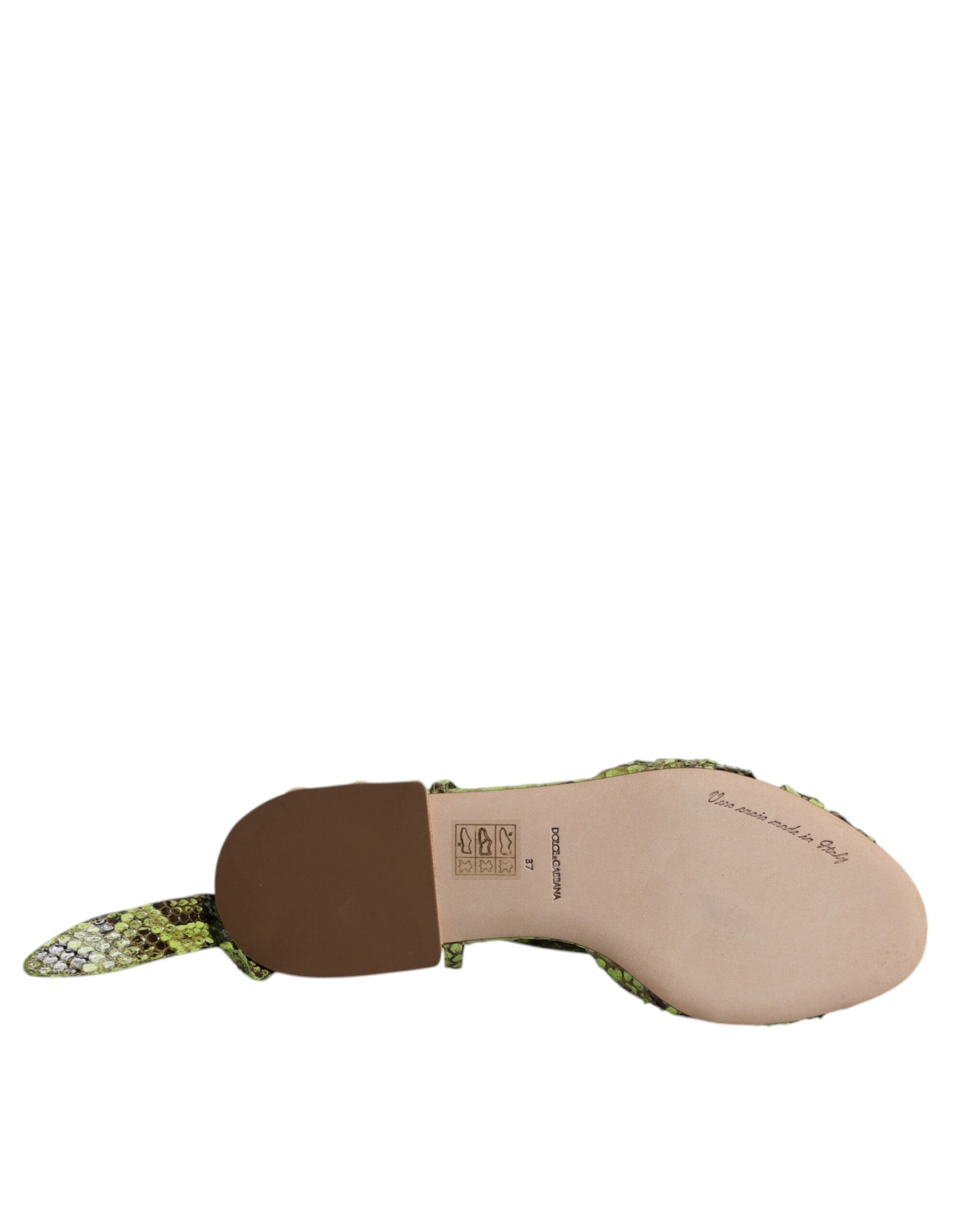 Dolce & Gabbana Green Animal Print Ankle Wrap Sandals Shoes - Luxe Nova