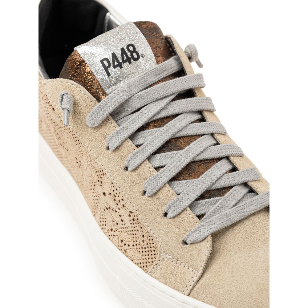 P448 Beige Leather Athletic Sneakers - Luxe Nova