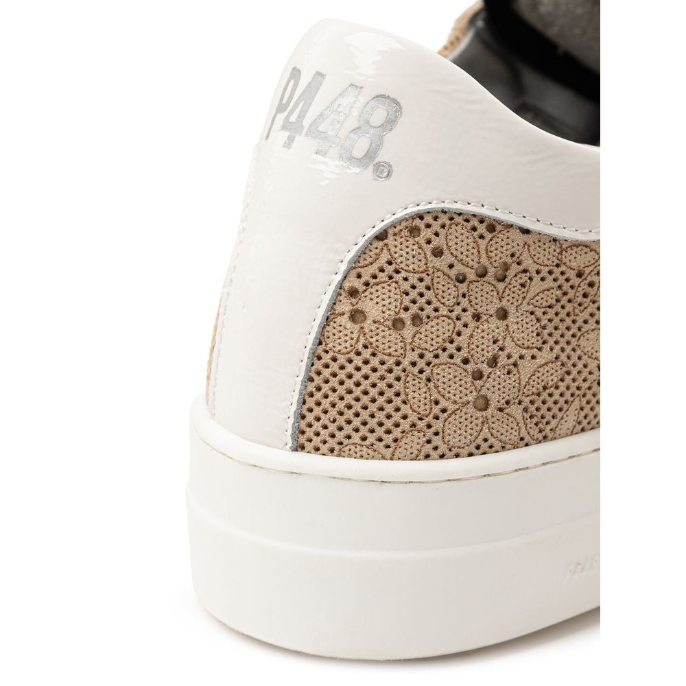 P448 Beige Leather Athletic Sneakers - Luxe Nova