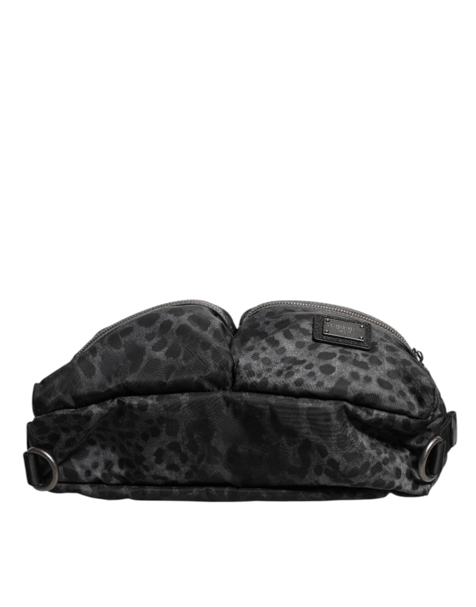 Dolce & Gabbana Black Gray Leopard DG Logo Belt Waist Fanny Pack Bag - Luxe Nova