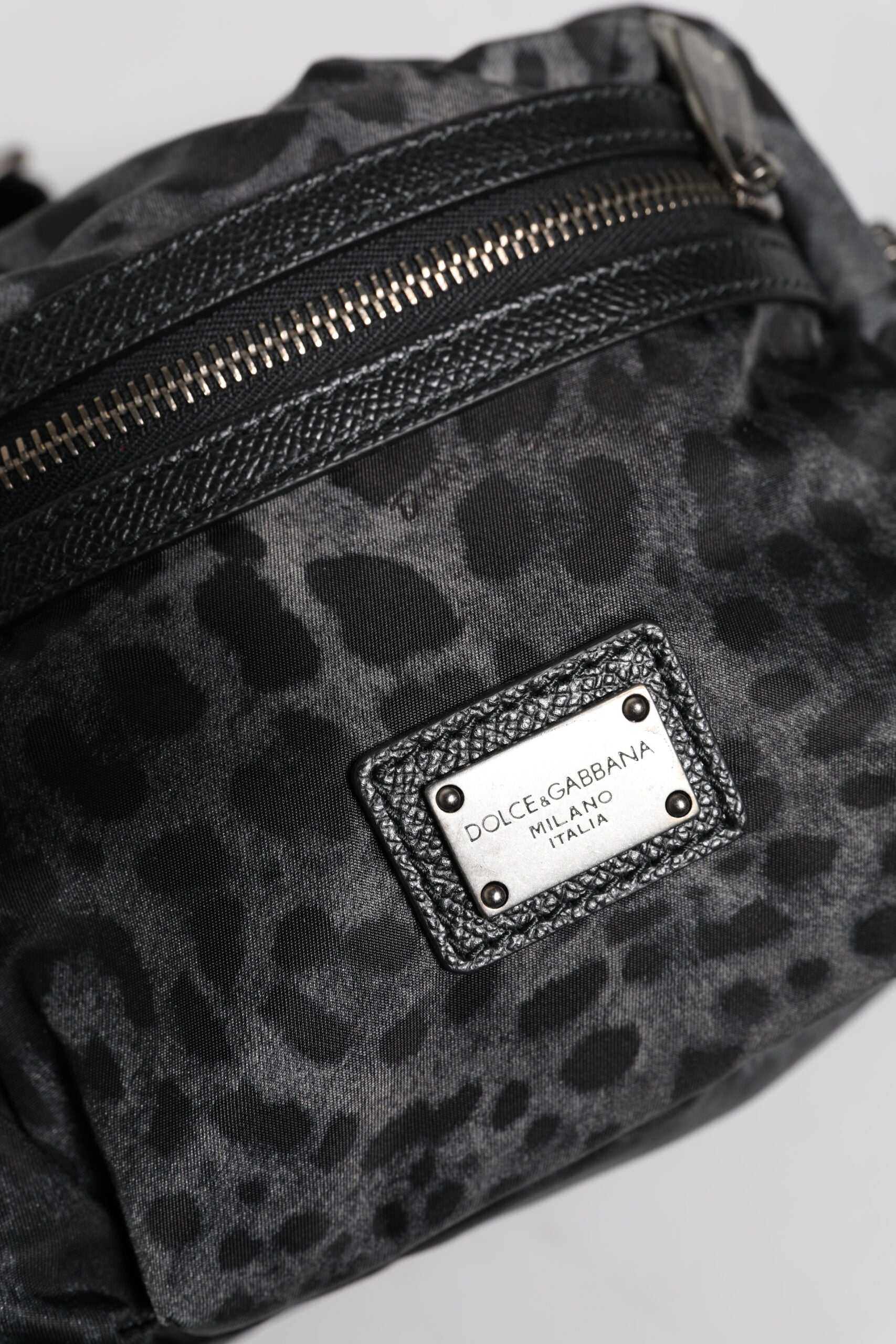 Dolce & Gabbana Black Gray Leopard DG Logo Belt Waist Fanny Pack Bag - Luxe Nova