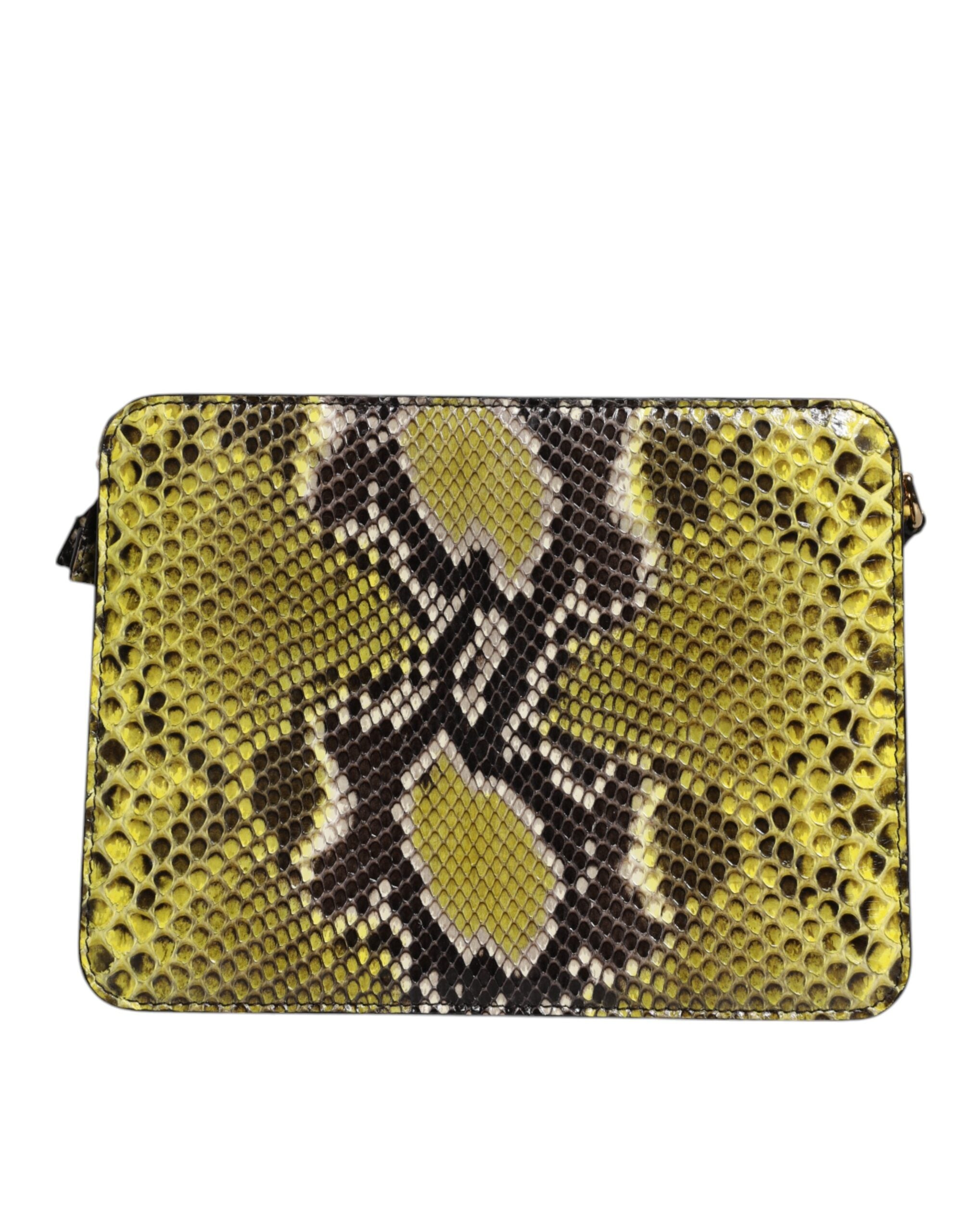 Dolce & Gabbana Green Exotic Leather DG Plaque Crossbody Clutch Bag
