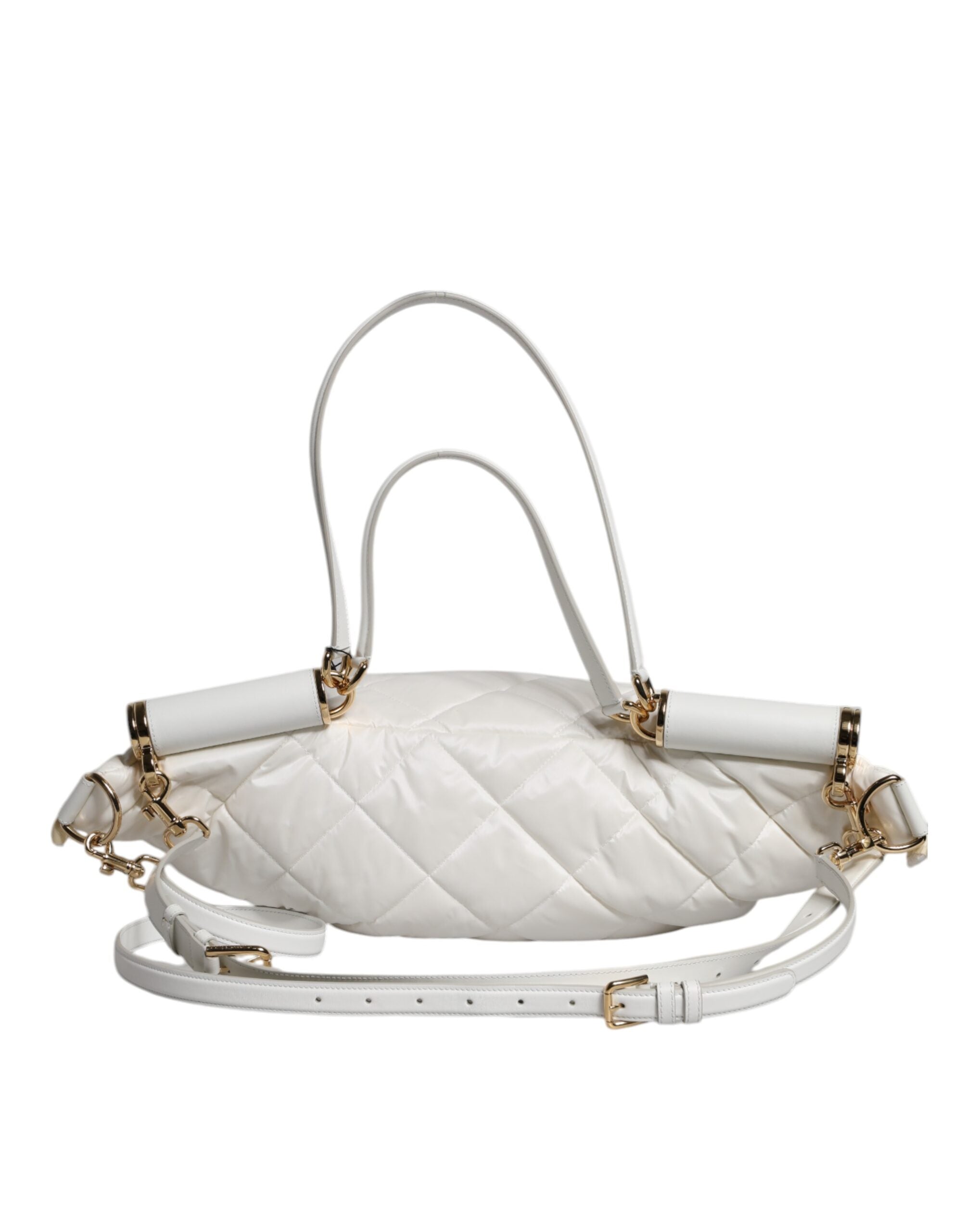 Dolce & Gabbana White Quilted Logo Plaque Belt Waist Fanny Pack Bag - Luxe Nova