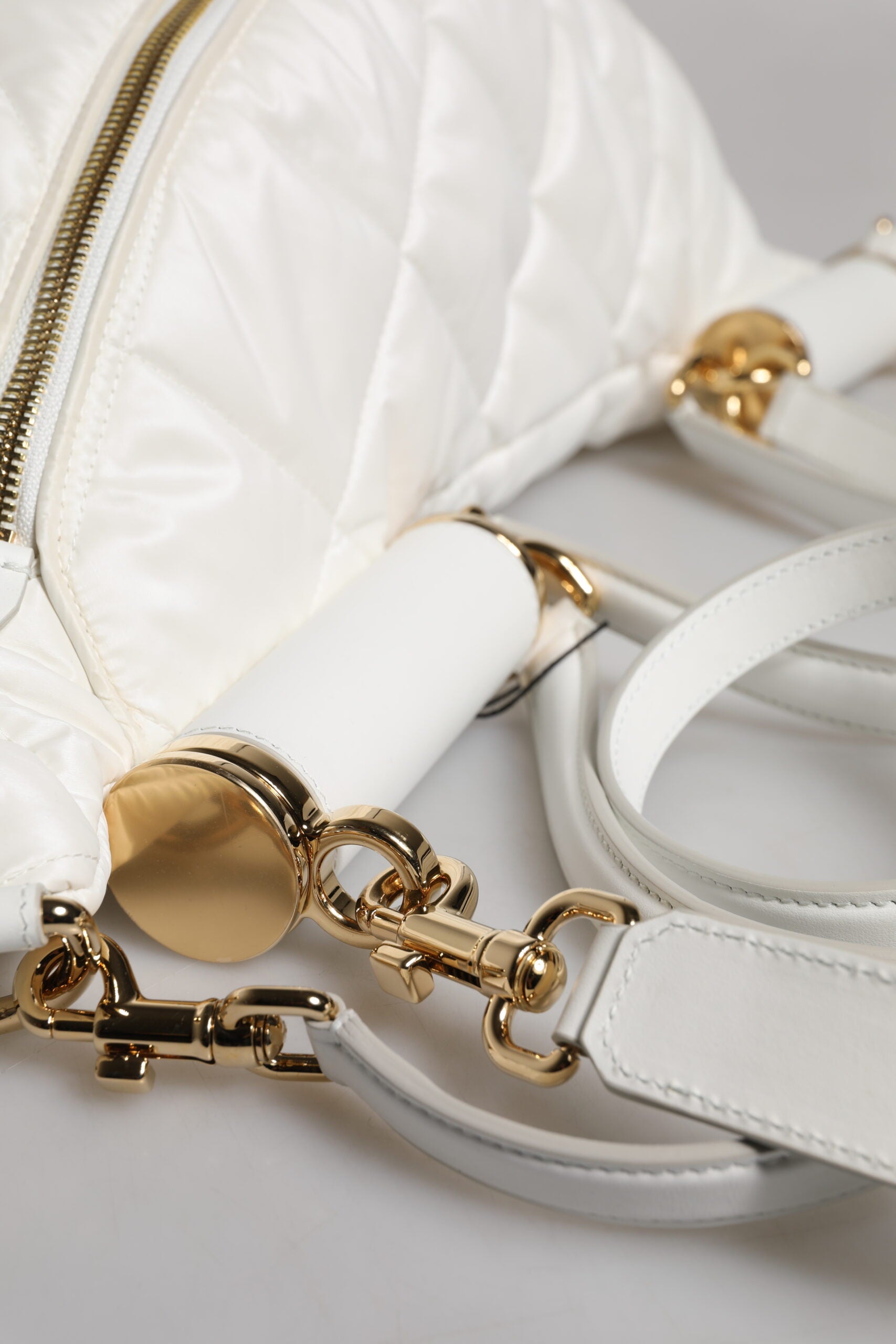 Dolce & Gabbana White Quilted Logo Plaque Belt Waist Fanny Pack Bag - Luxe Nova