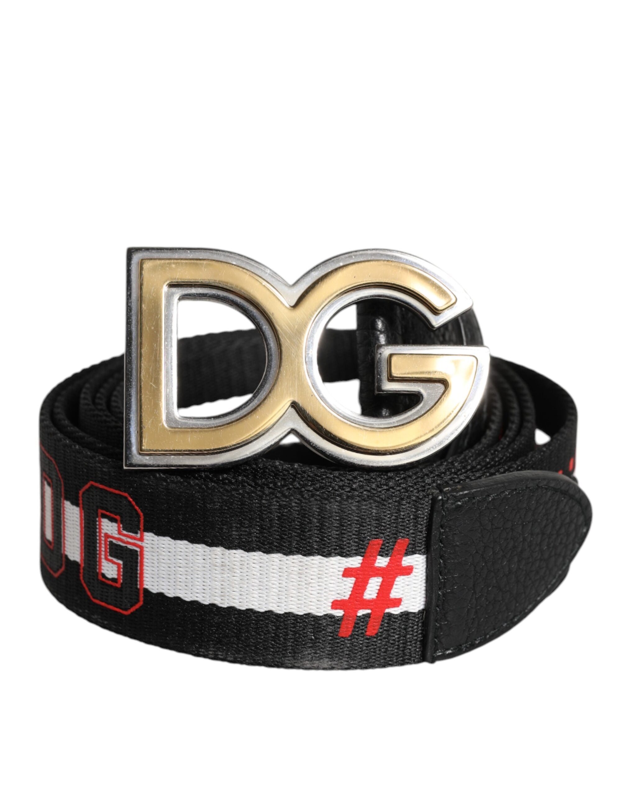 Dolce & Gabbana Black White Printed Metal Logo Buckle Belt - Luxe Nova