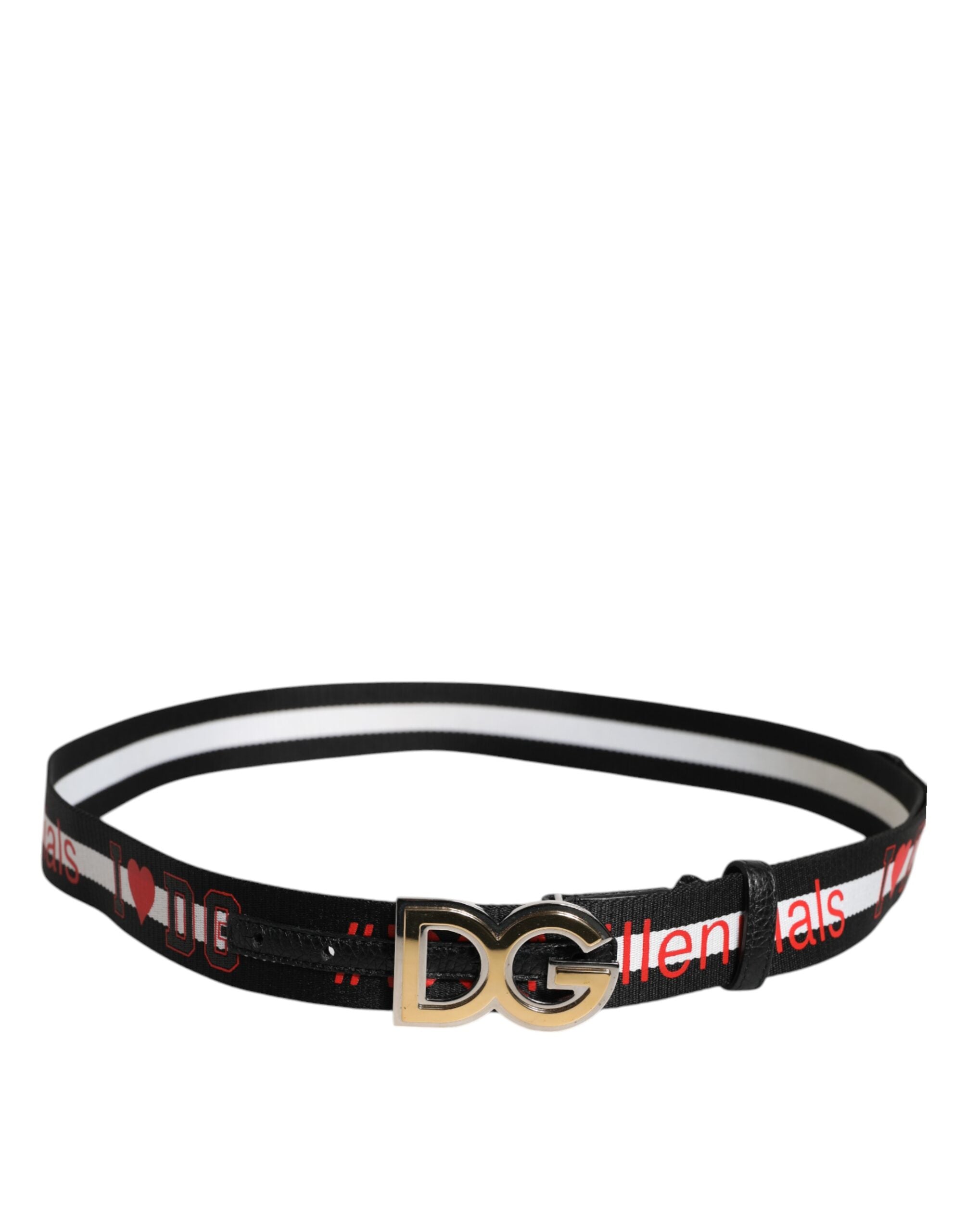 Dolce & Gabbana Black White Printed Metal Logo Buckle Belt - Luxe Nova