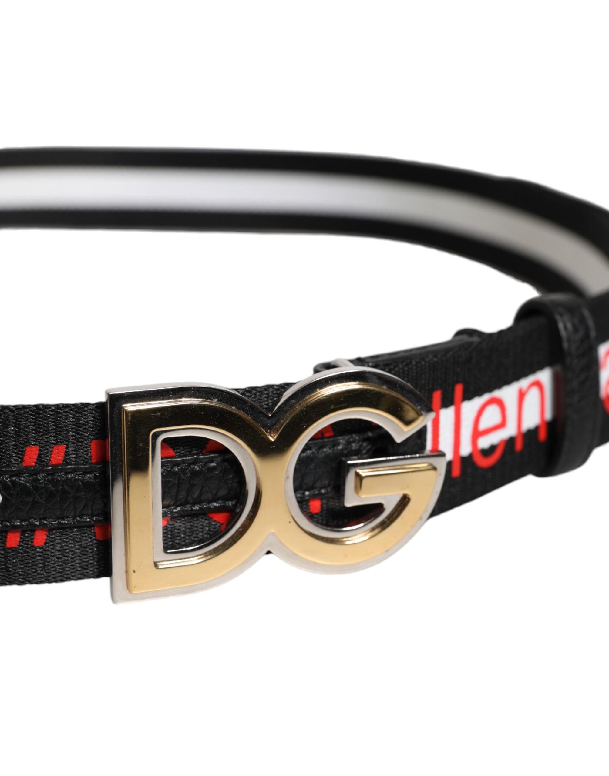 Dolce & Gabbana Black White Printed Metal Logo Buckle Belt - Luxe Nova