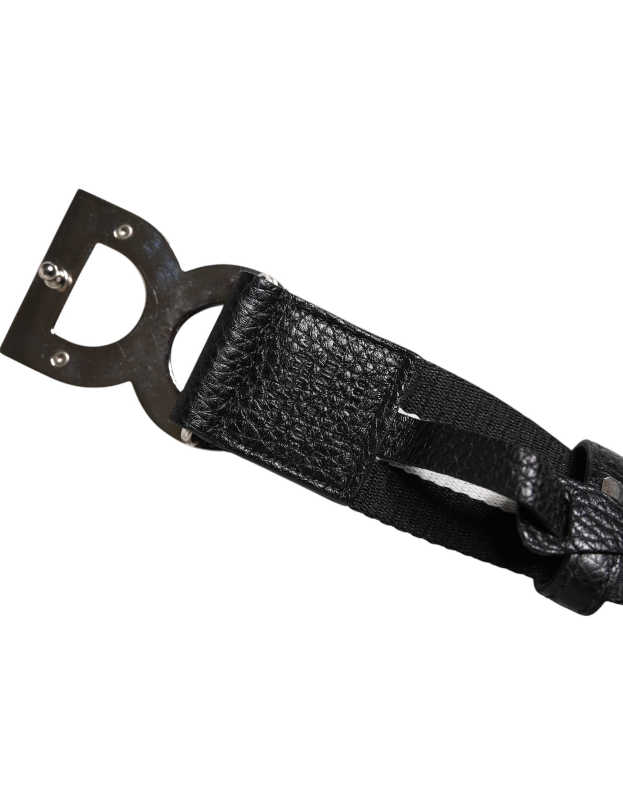 Dolce & Gabbana Black White Printed Metal Logo Buckle Belt - Luxe Nova