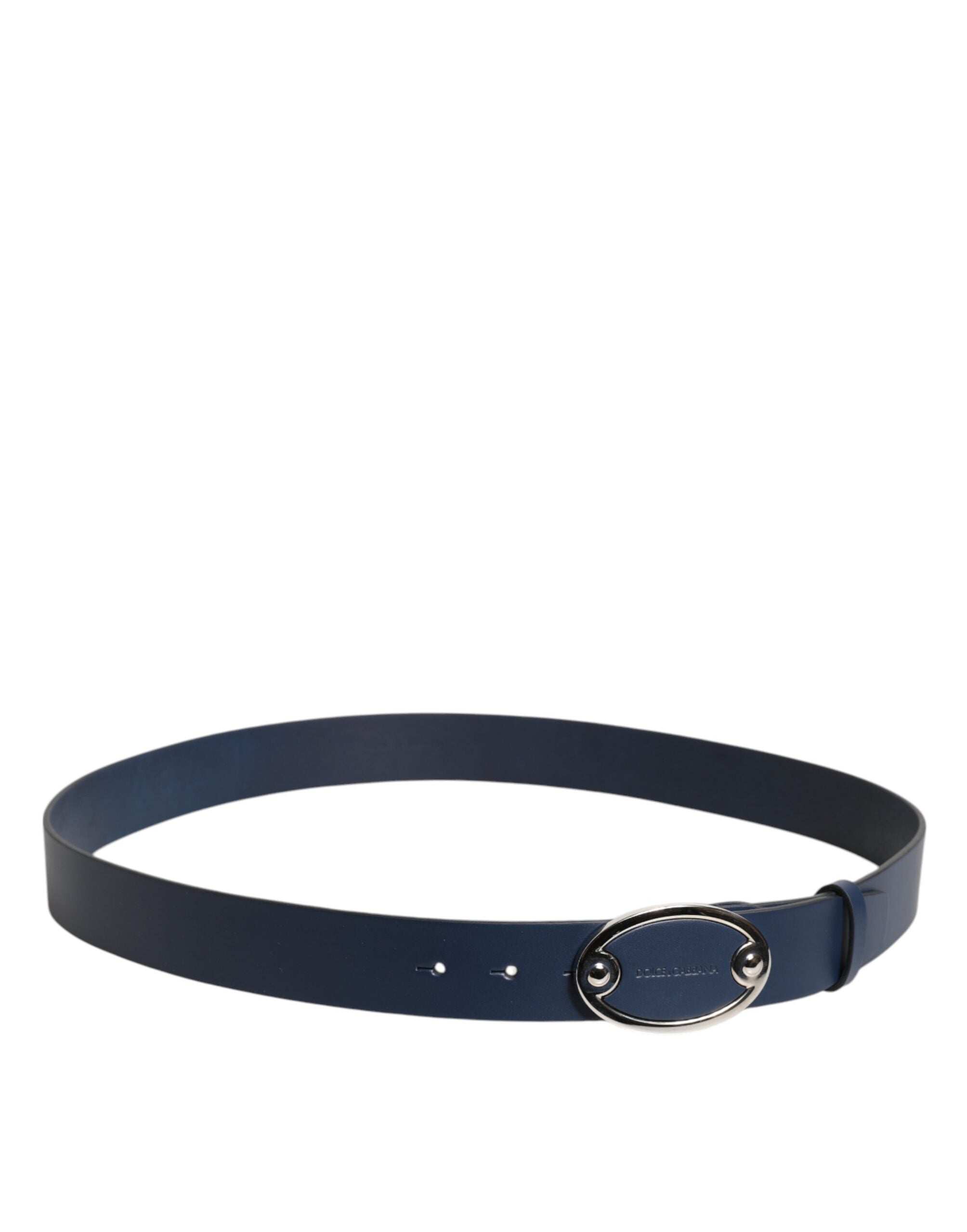 Dolce & Gabbana Blue Leather Classic Metal Logo Buckle Belt - Luxe Nova