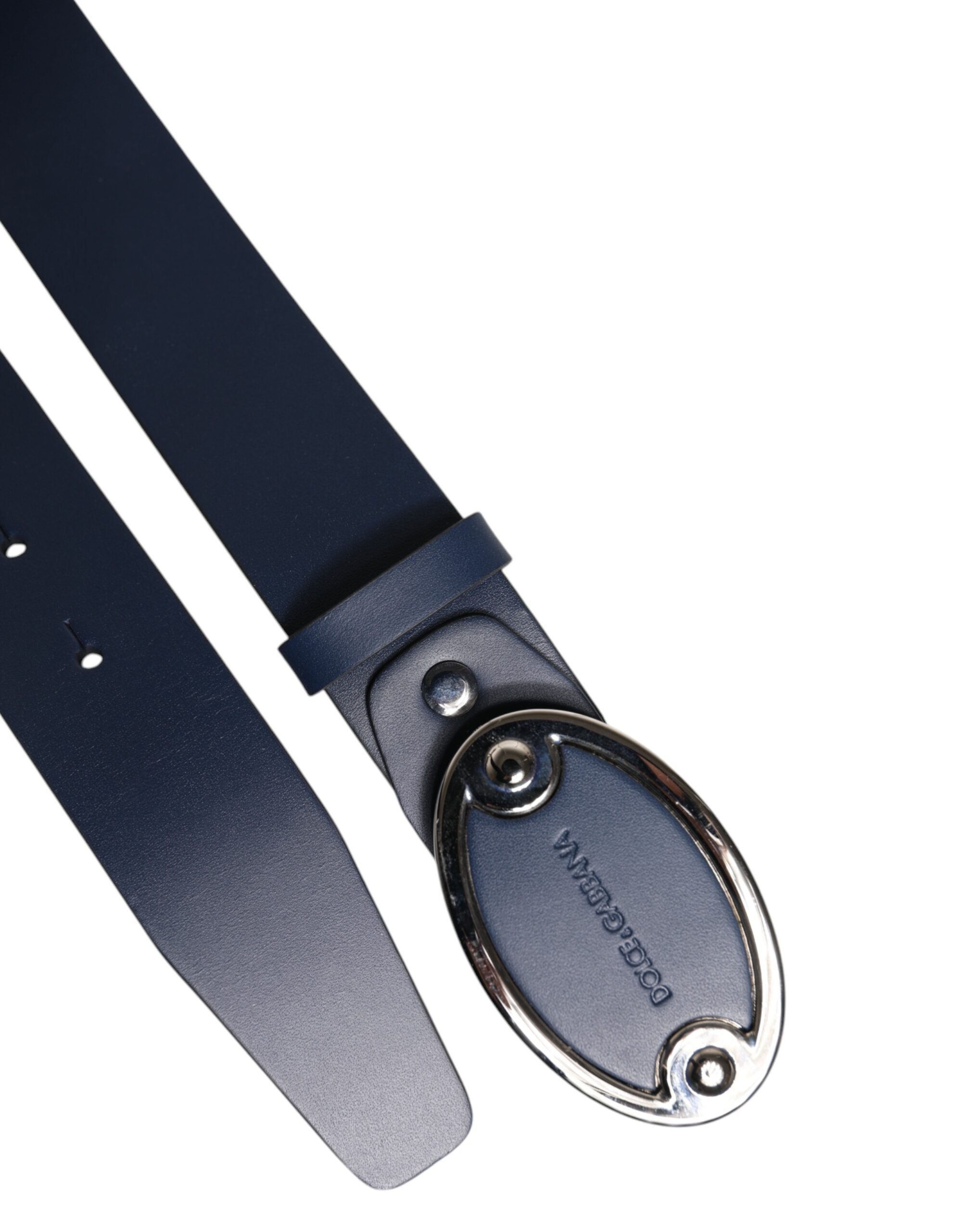 Dolce & Gabbana Blue Leather Classic Metal Logo Buckle Belt - Luxe Nova